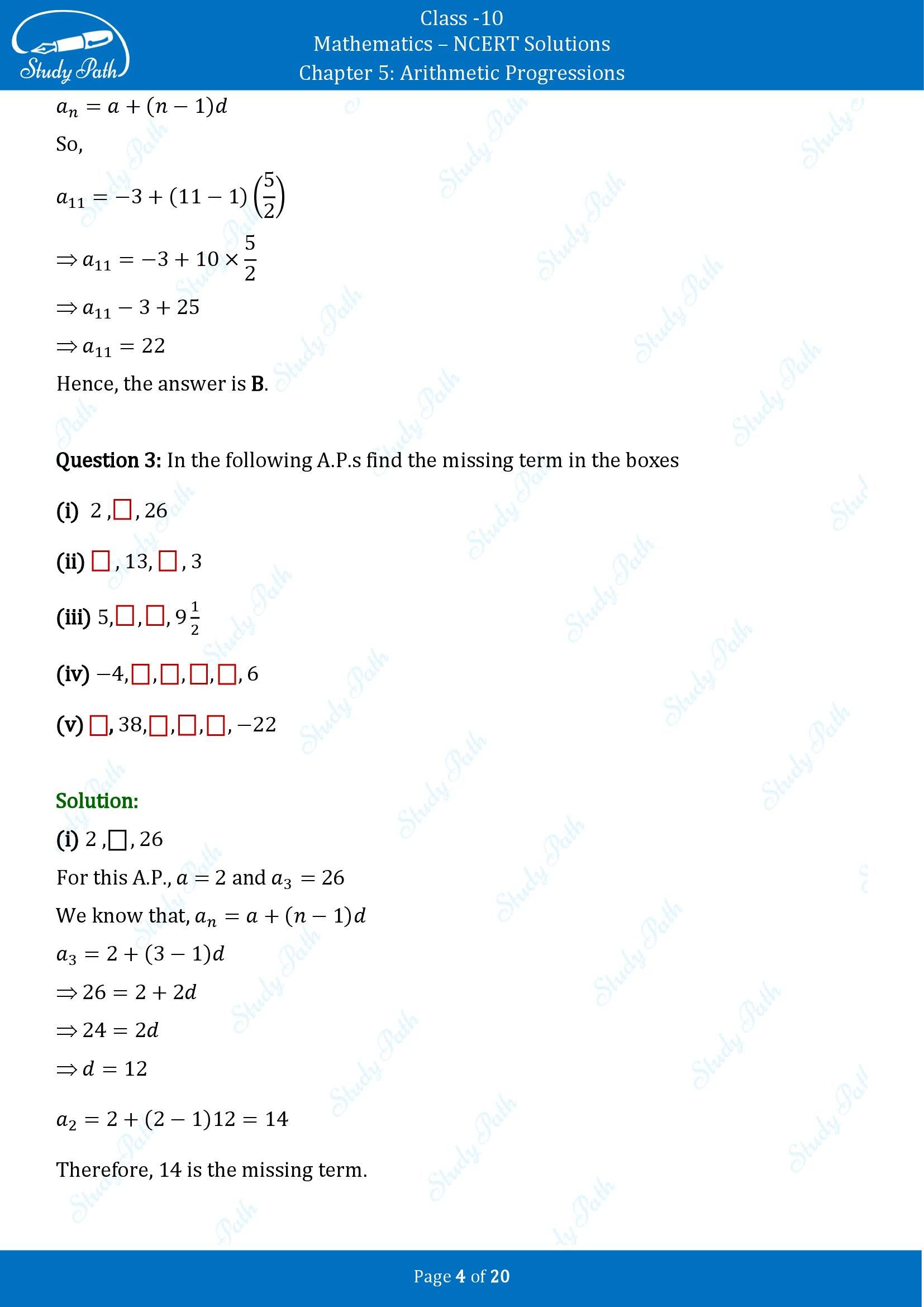 NCERT Solutions for Class 10 Maths Chapter 5 Arithmetic Progressions Exercise 5.2 00004
