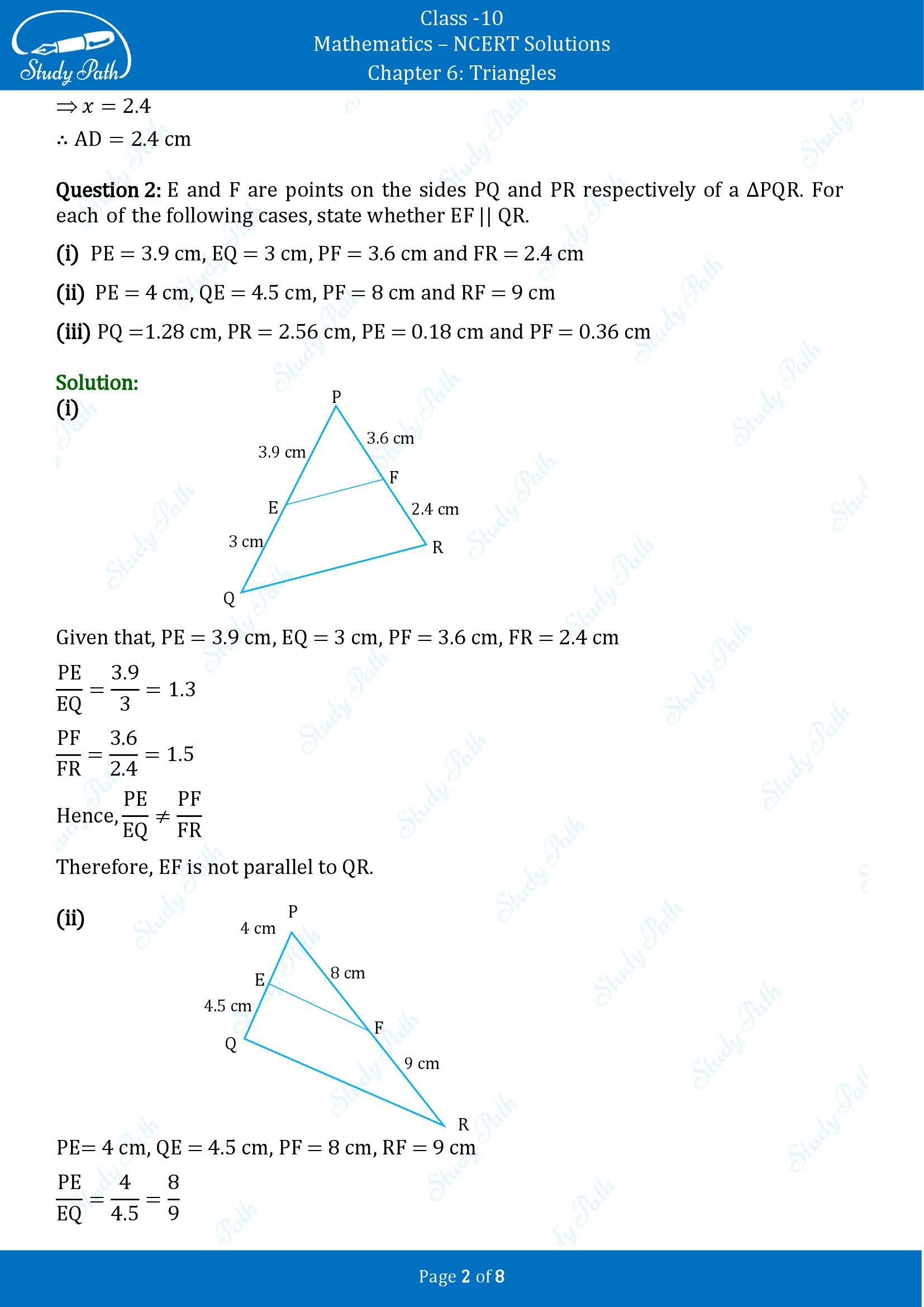 NCERT Solutions for Class 10 Maths Chapter 6 Triangles Exercise 6.2 00002