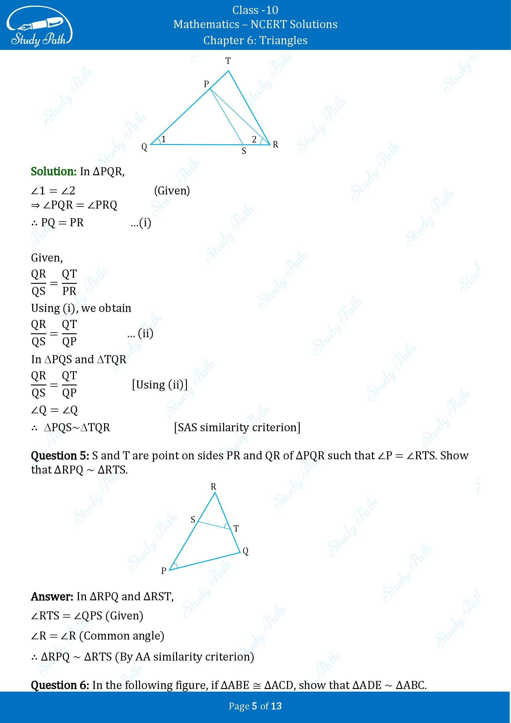 NCERT Solutions for Class 10 Maths Chapter 6 Triangles Exercise 6.3 00005