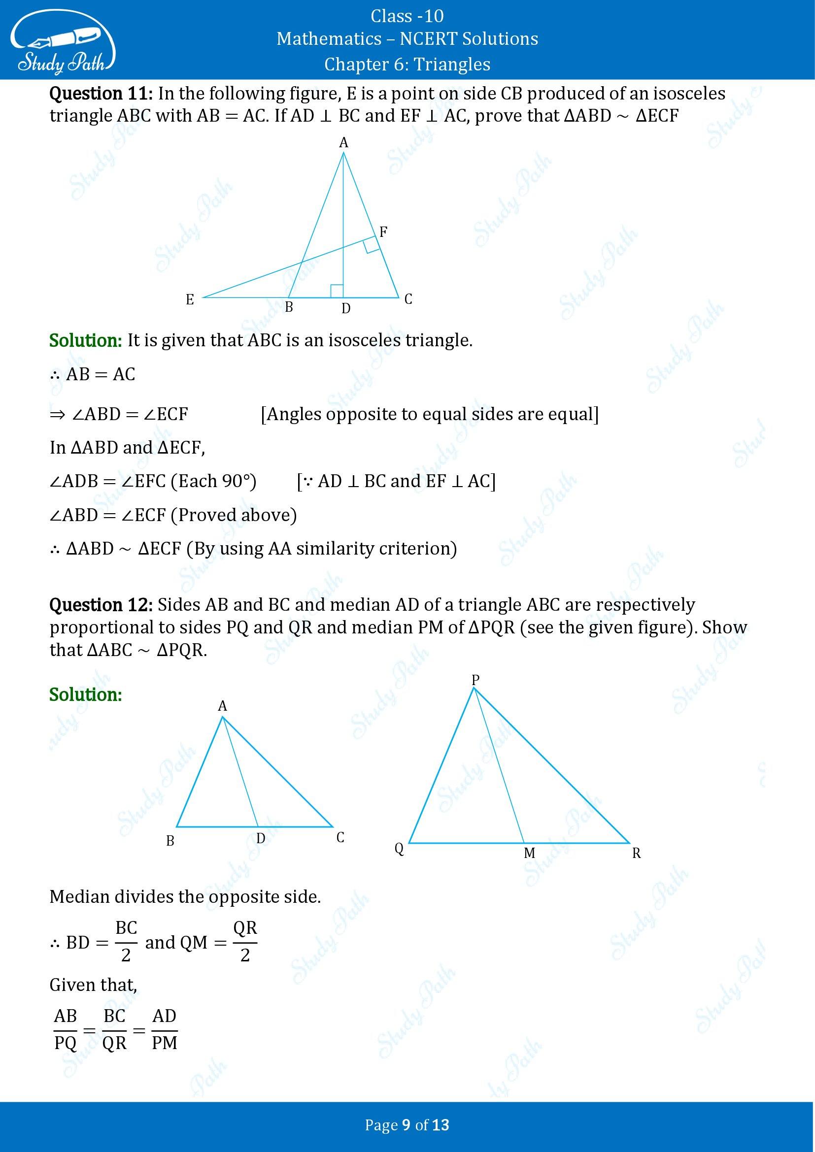NCERT Solutions for Class 10 Maths Chapter 6 Triangles Exercise 6.3 00009