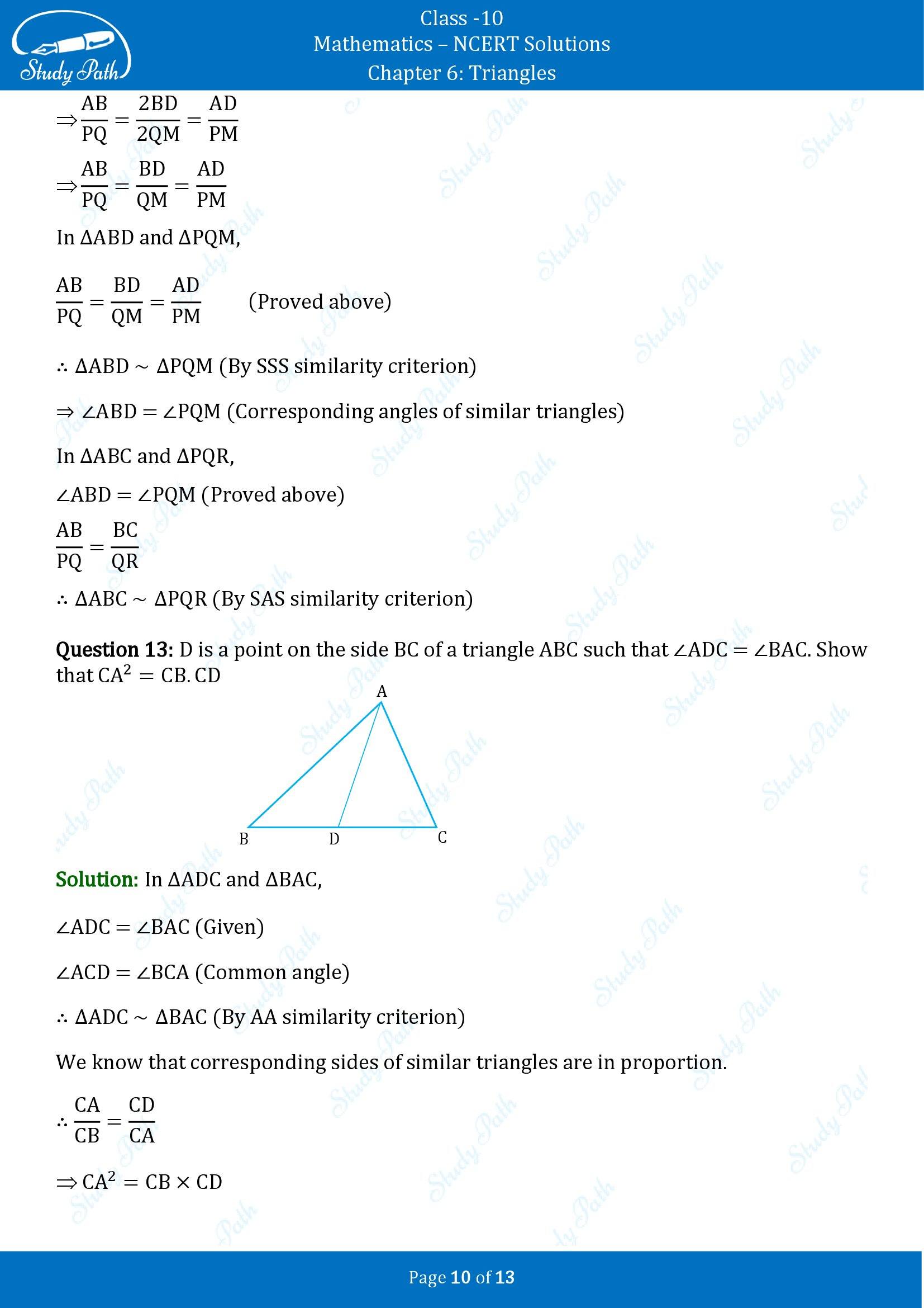 NCERT Solutions for Class 10 Maths Chapter 6 Triangles Exercise 6.3 00010