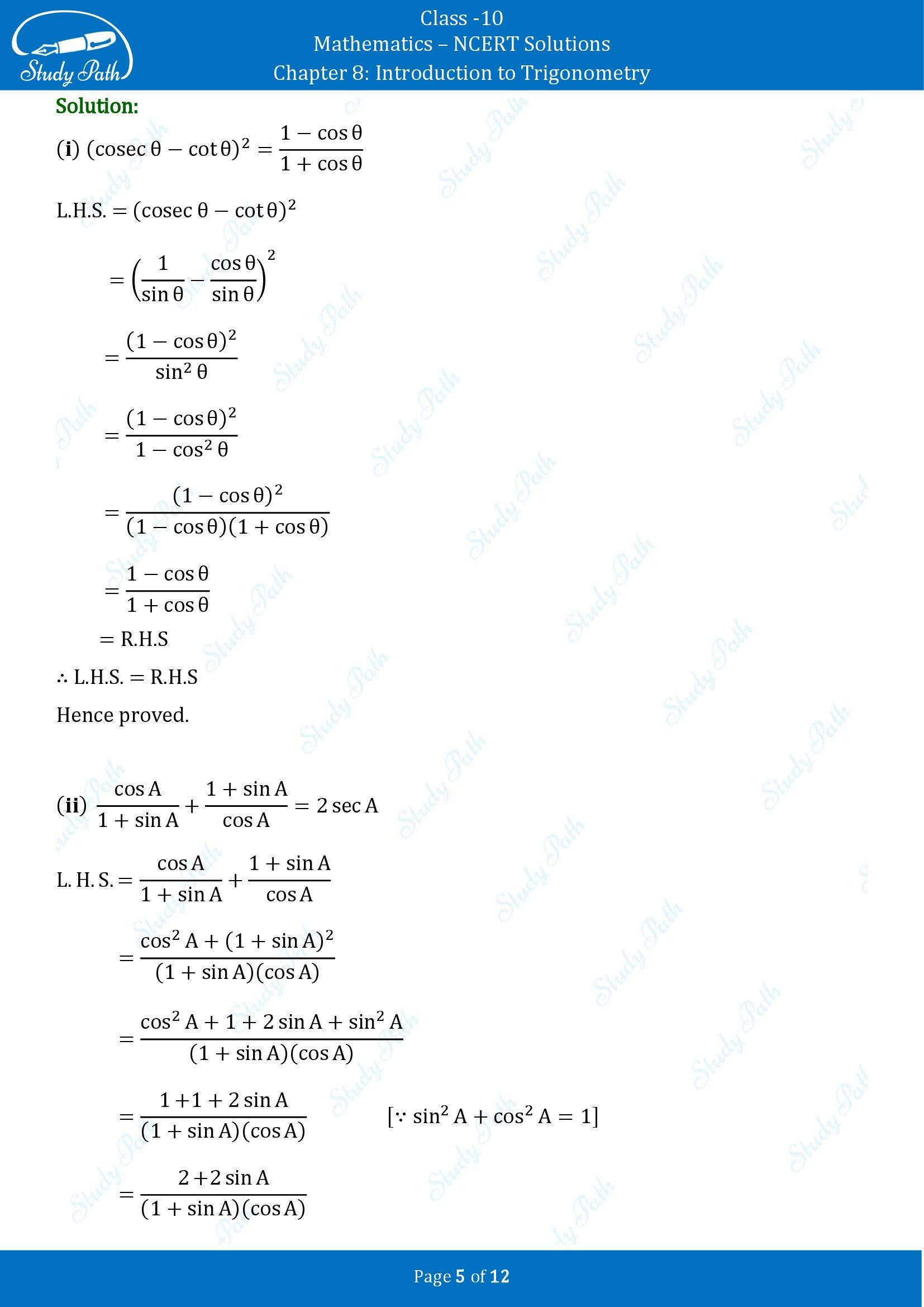 NCERT Solutions for Class 10 Maths Chapter 8 Introduction to Trigonometry Exercise 8.3 00005