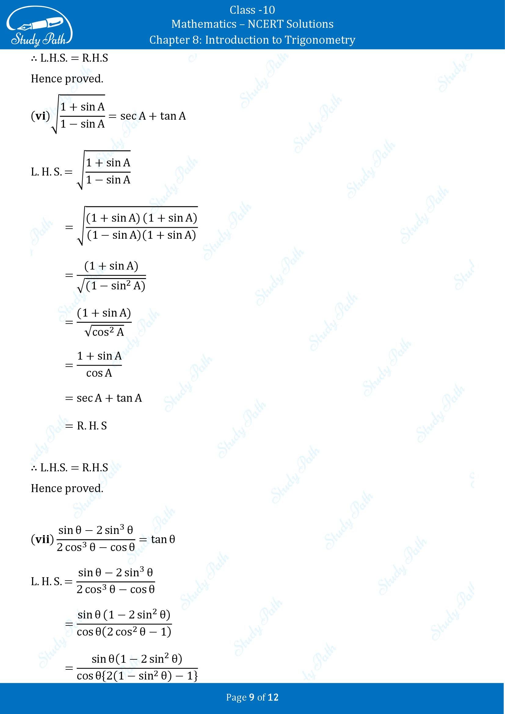 NCERT Solutions for Class 10 Maths Chapter 8 Introduction to Trigonometry Exercise 8.3 00009