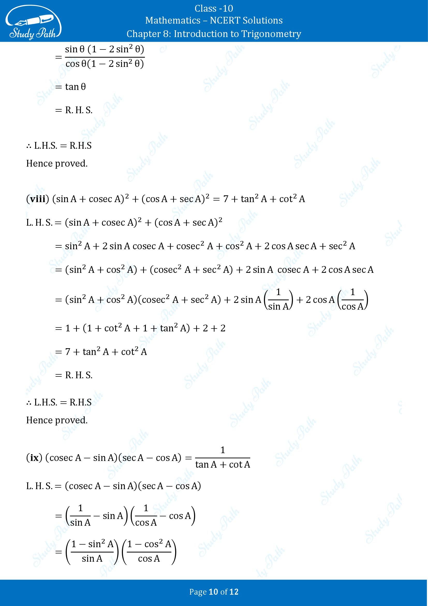 NCERT Solutions for Class 10 Maths Chapter 8 Introduction to Trigonometry Exercise 8.3 00010
