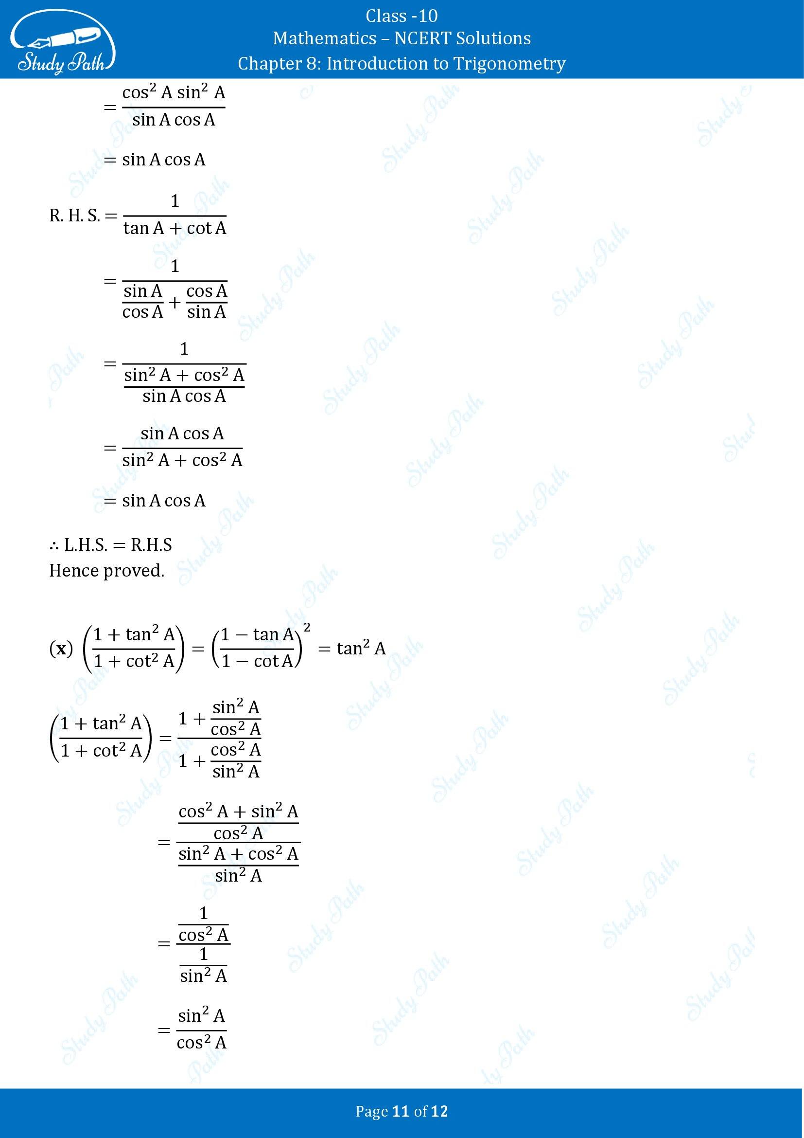 NCERT Solutions for Class 10 Maths Chapter 8 Introduction to Trigonometry Exercise 8.3 00011