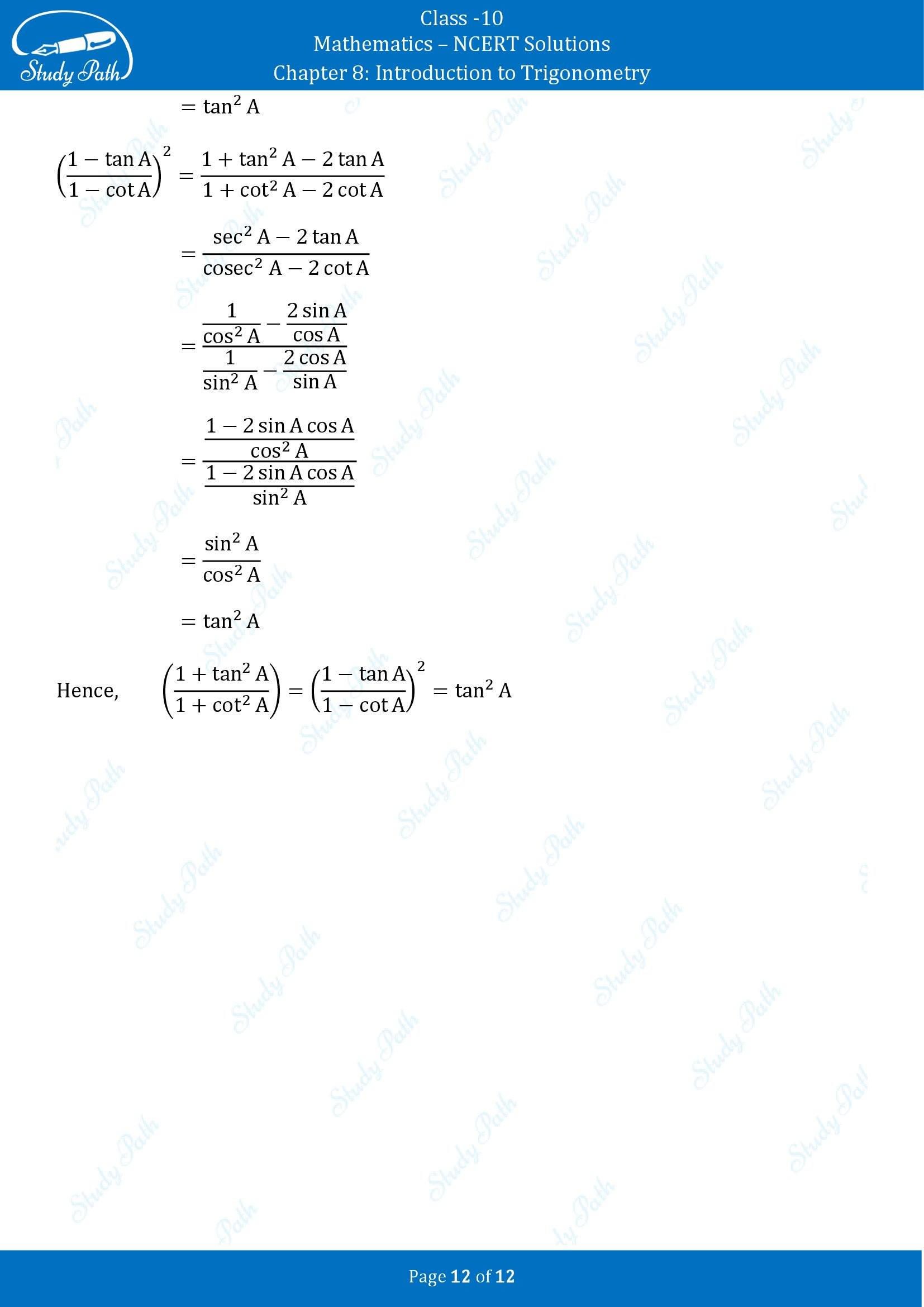NCERT Solutions for Class 10 Maths Chapter 8 Introduction to Trigonometry Exercise 8.3 00012
