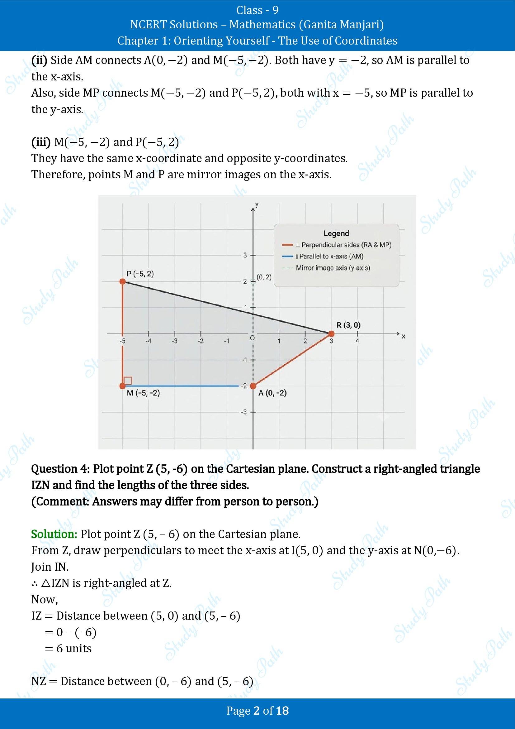 NCERT Solutions for Class 9 Maths Chapter 1 Orienting Yourself The Use of Coordinates End of Chapter