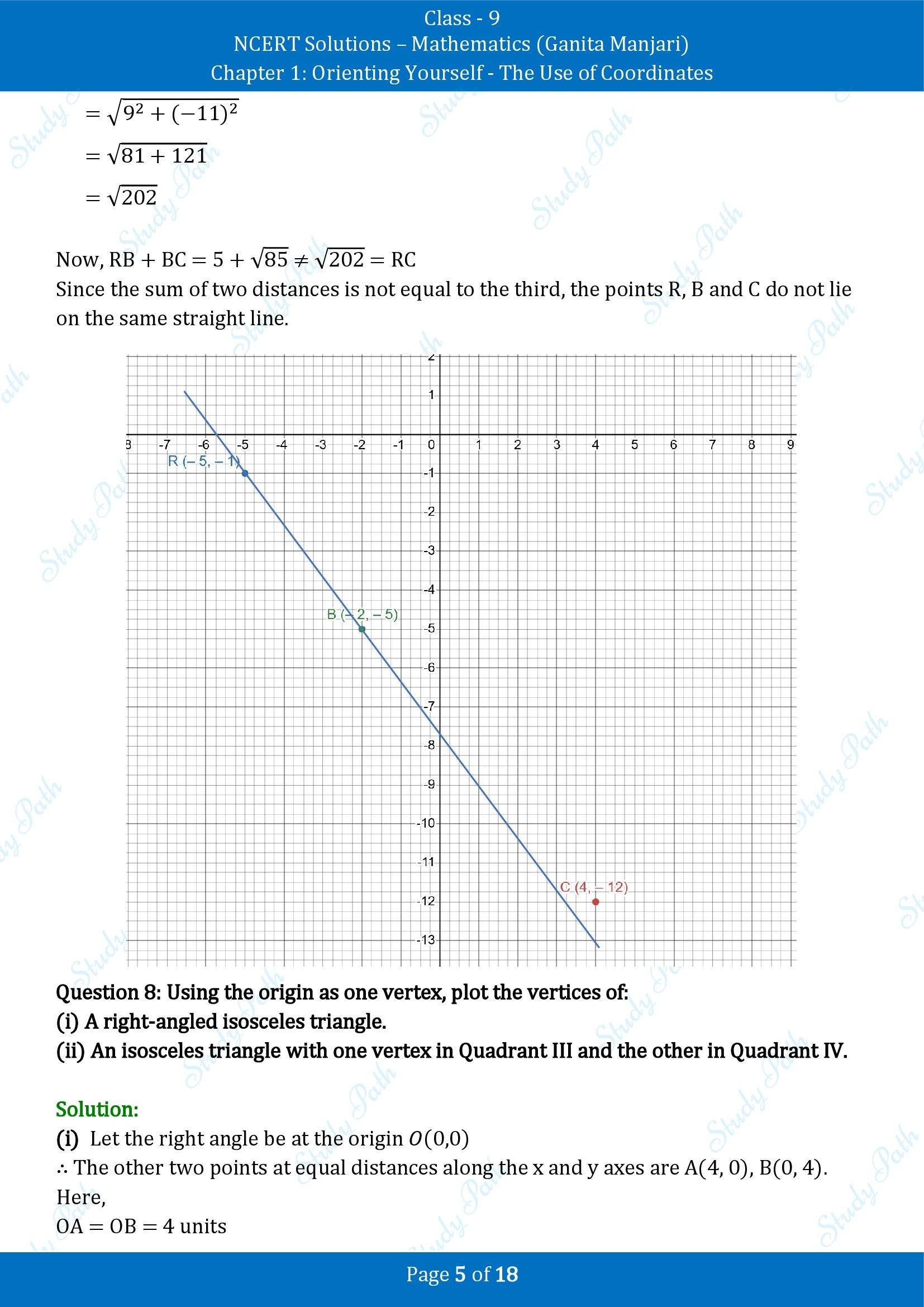 NCERT Solutions for Class 9 Maths Chapter 1 Orienting Yourself The Use of Coordinates End of Chapter