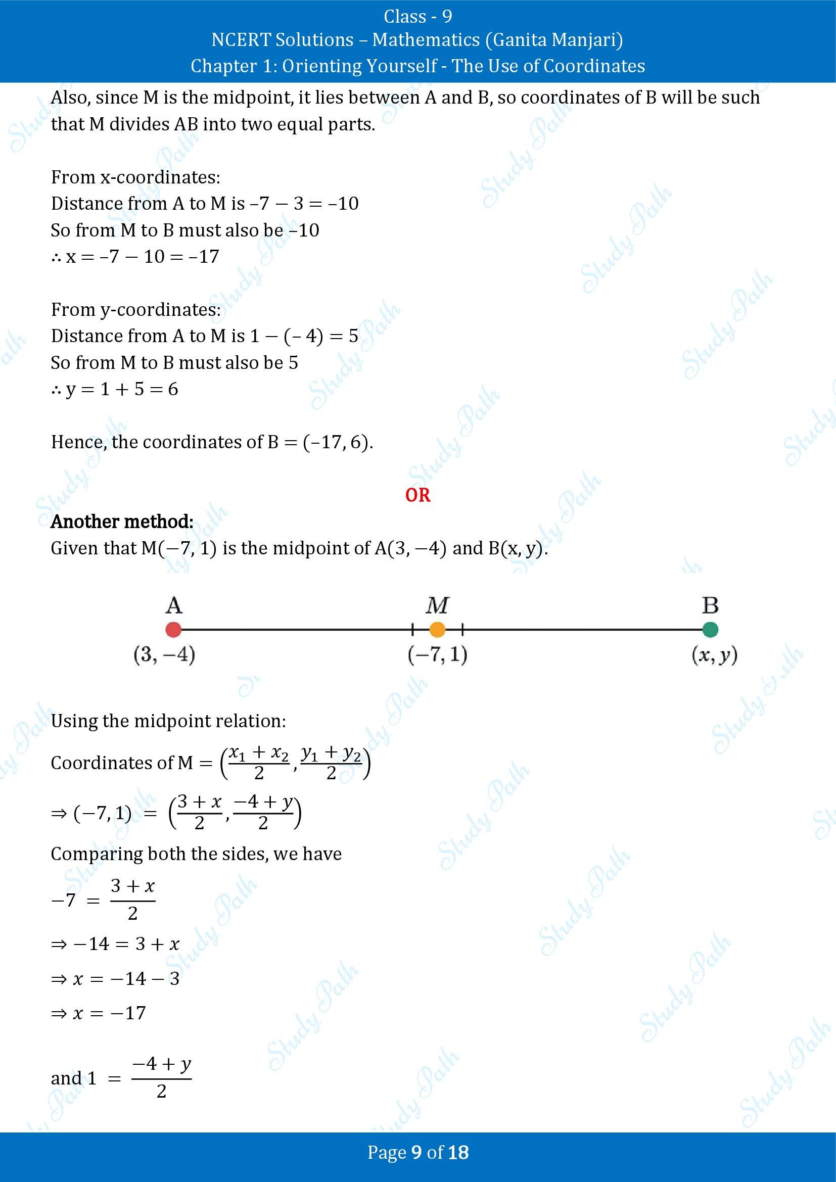 NCERT Solutions for Class 9 Maths Chapter 1 Orienting Yourself The Use of Coordinates End of Chapter