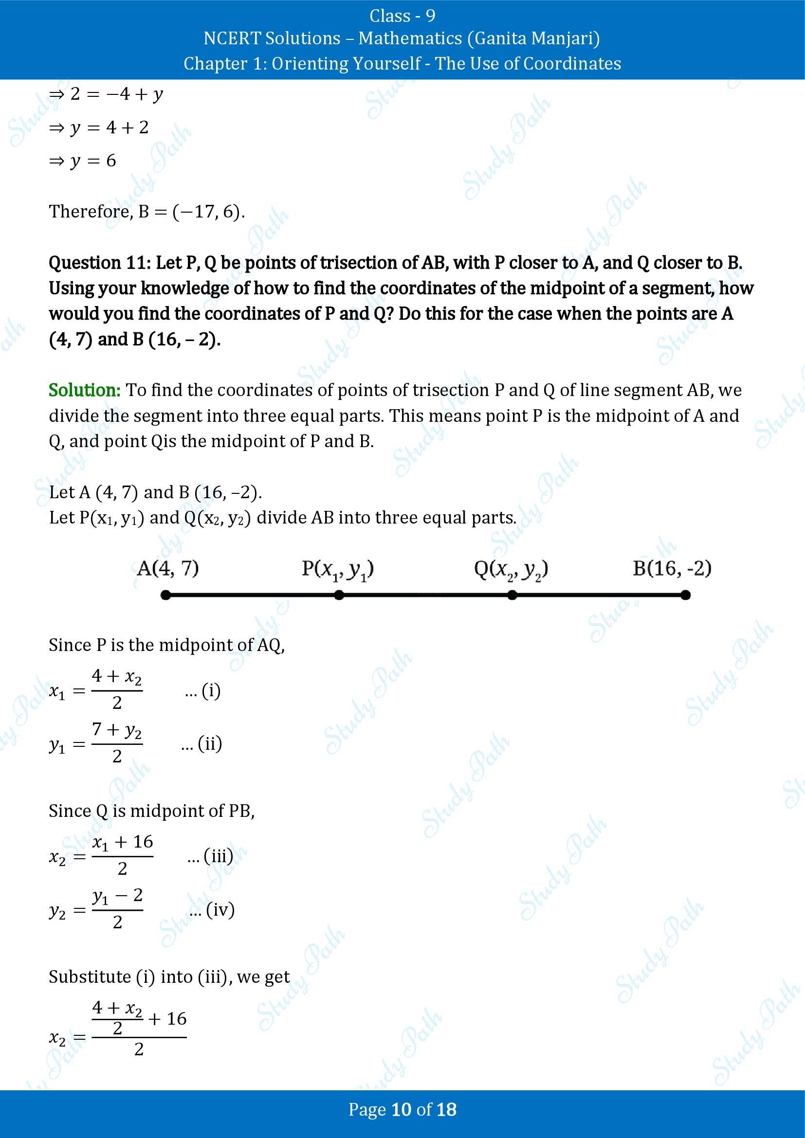NCERT Solutions for Class 9 Maths Chapter 1 Orienting Yourself The Use of Coordinates End of Chapter
