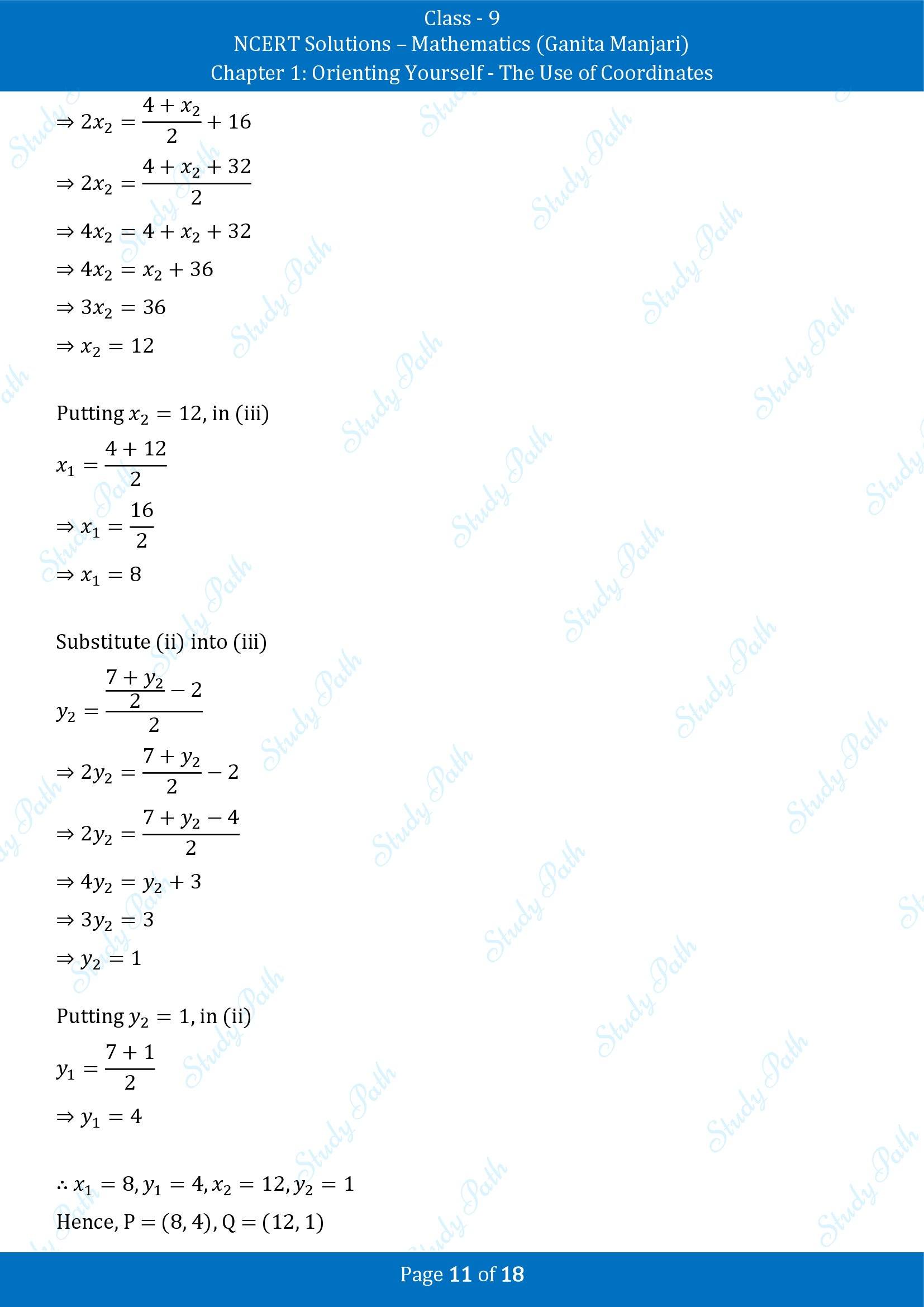 NCERT Solutions for Class 9 Maths Chapter 1 Orienting Yourself The Use of Coordinates End of Chapter