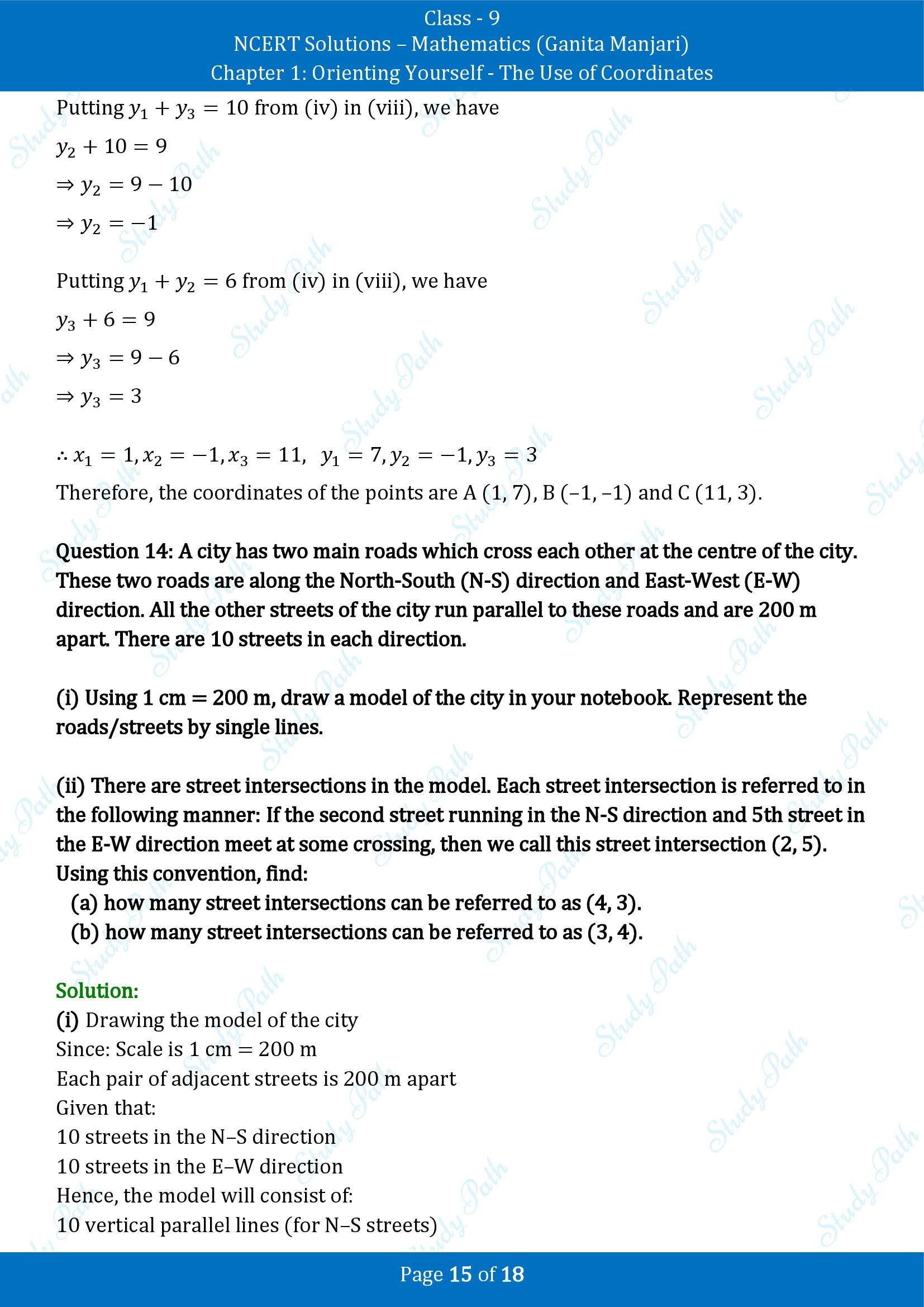 NCERT Solutions for Class 9 Maths Chapter 1 Orienting Yourself The Use of Coordinates End of Chapter