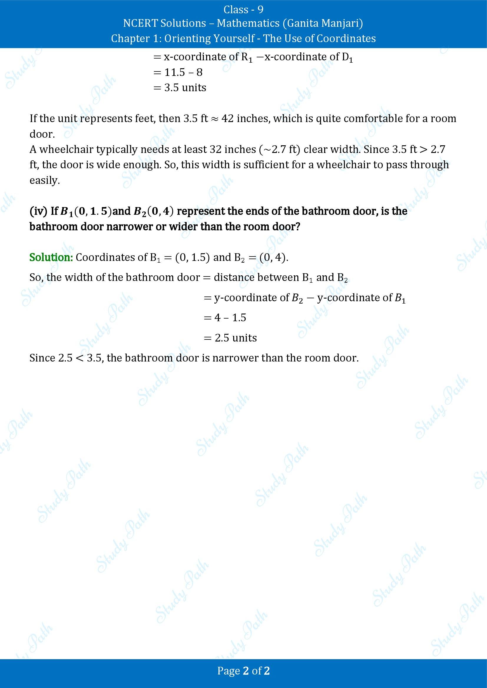NCERT Solutions for Class 9 Maths Chapter 1 Orienting Yourself The Use of Coordinates Exercise Set 1.1 00002