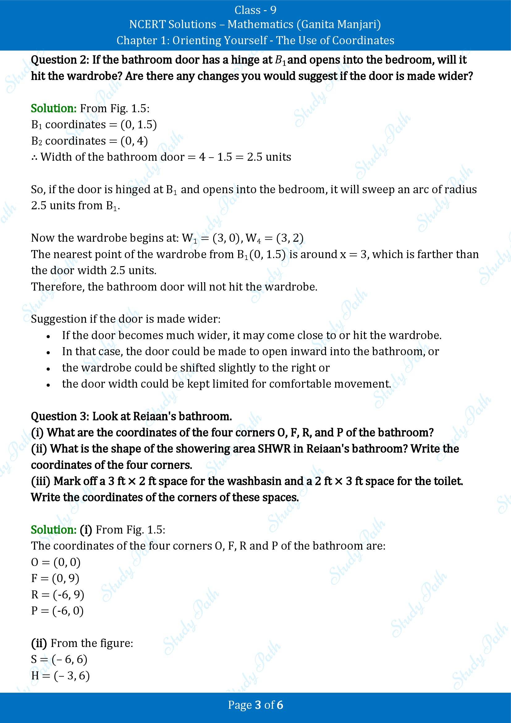 NCERT Solutions for Class 9 Maths Chapter 1 Orienting Yourself The Use of Coordinates Exercise Set 1.2 00003
