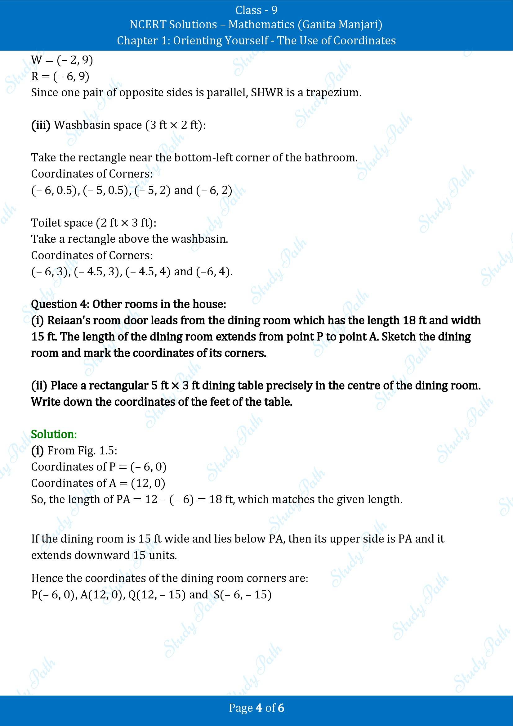 NCERT Solutions for Class 9 Maths Chapter 1 Orienting Yourself The Use of Coordinates Exercise Set 1.2 00004
