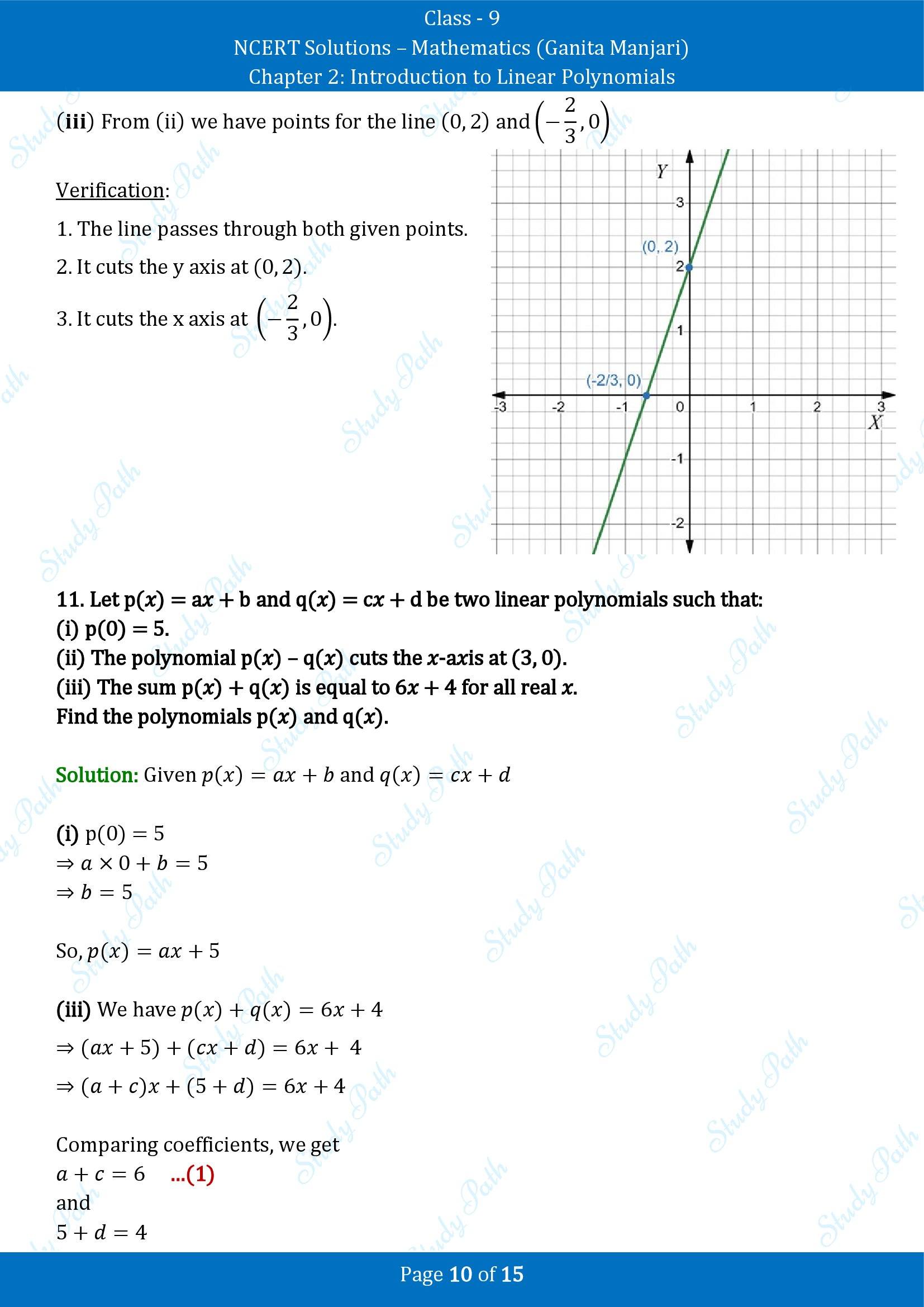 NCERT Solutions for Class 9 Maths Chapter 2 Introduction to Linear Polynomials End of Chapter