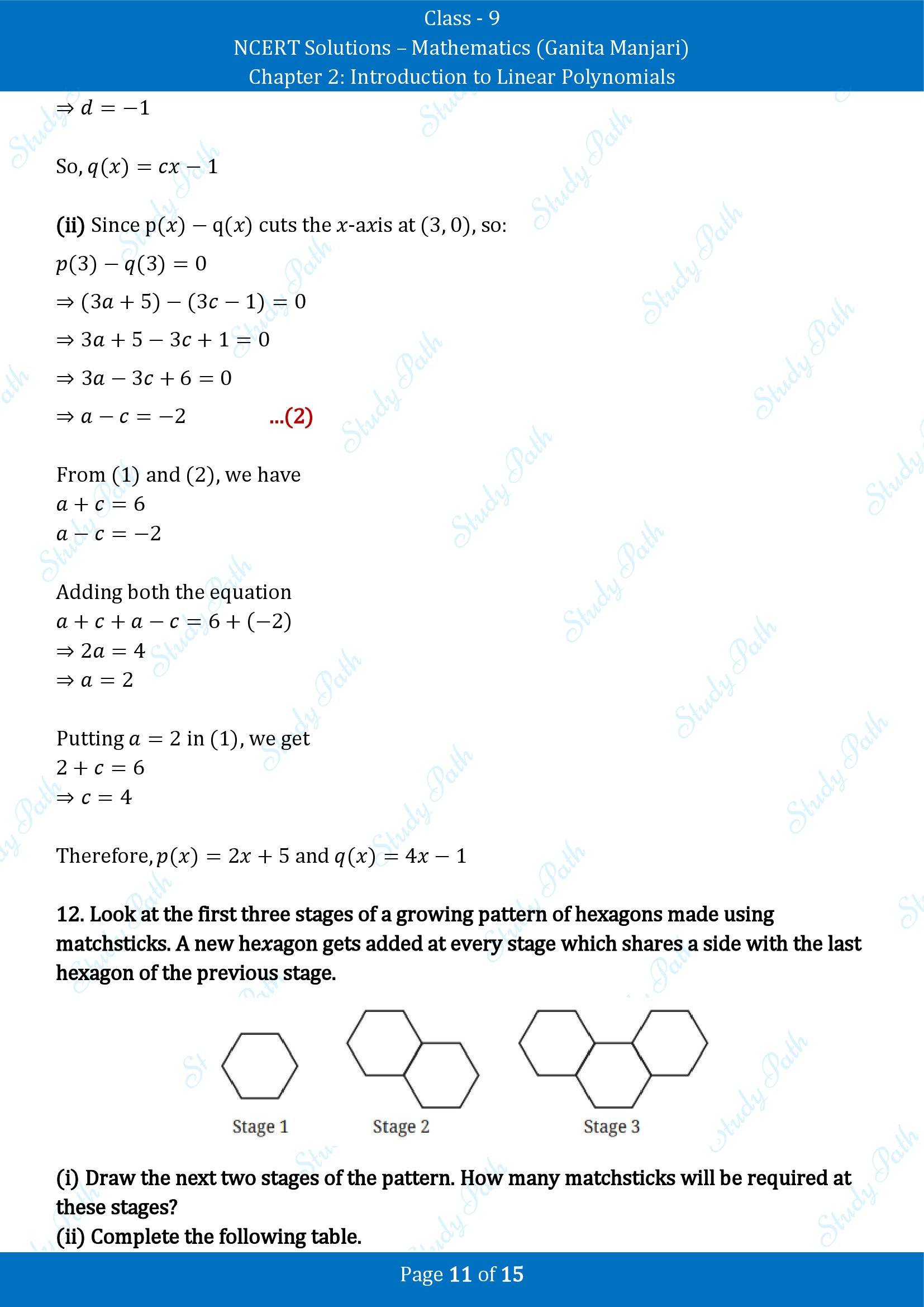 NCERT Solutions for Class 9 Maths Chapter 2 Introduction to Linear Polynomials End of Chapter