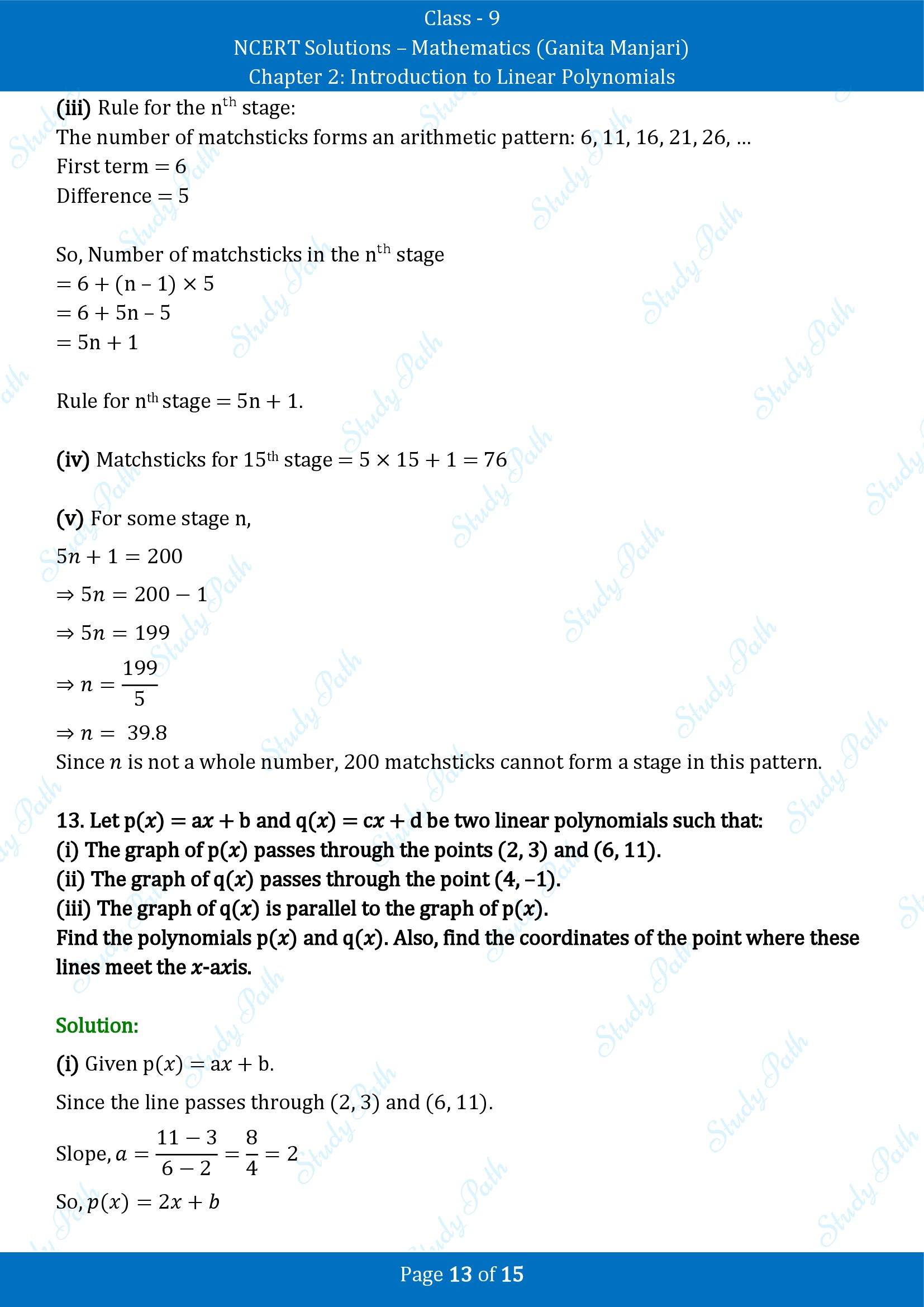 NCERT Solutions for Class 9 Maths Chapter 2 Introduction to Linear Polynomials End of Chapter