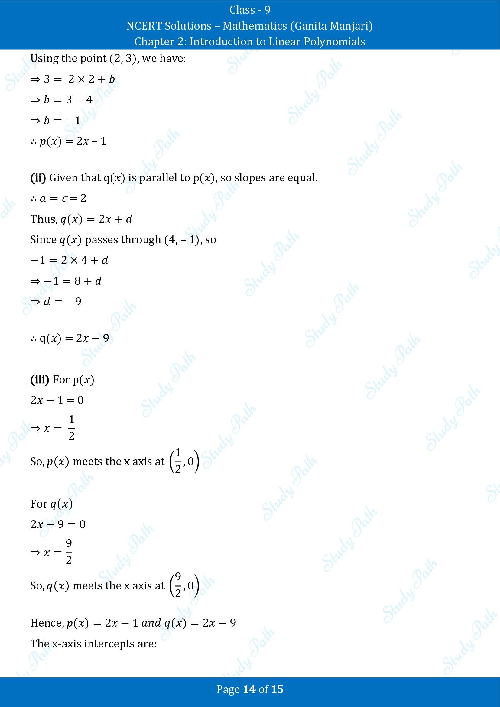 NCERT Solutions for Class 9 Maths Chapter 2 Introduction to Linear Polynomials End of Chapter