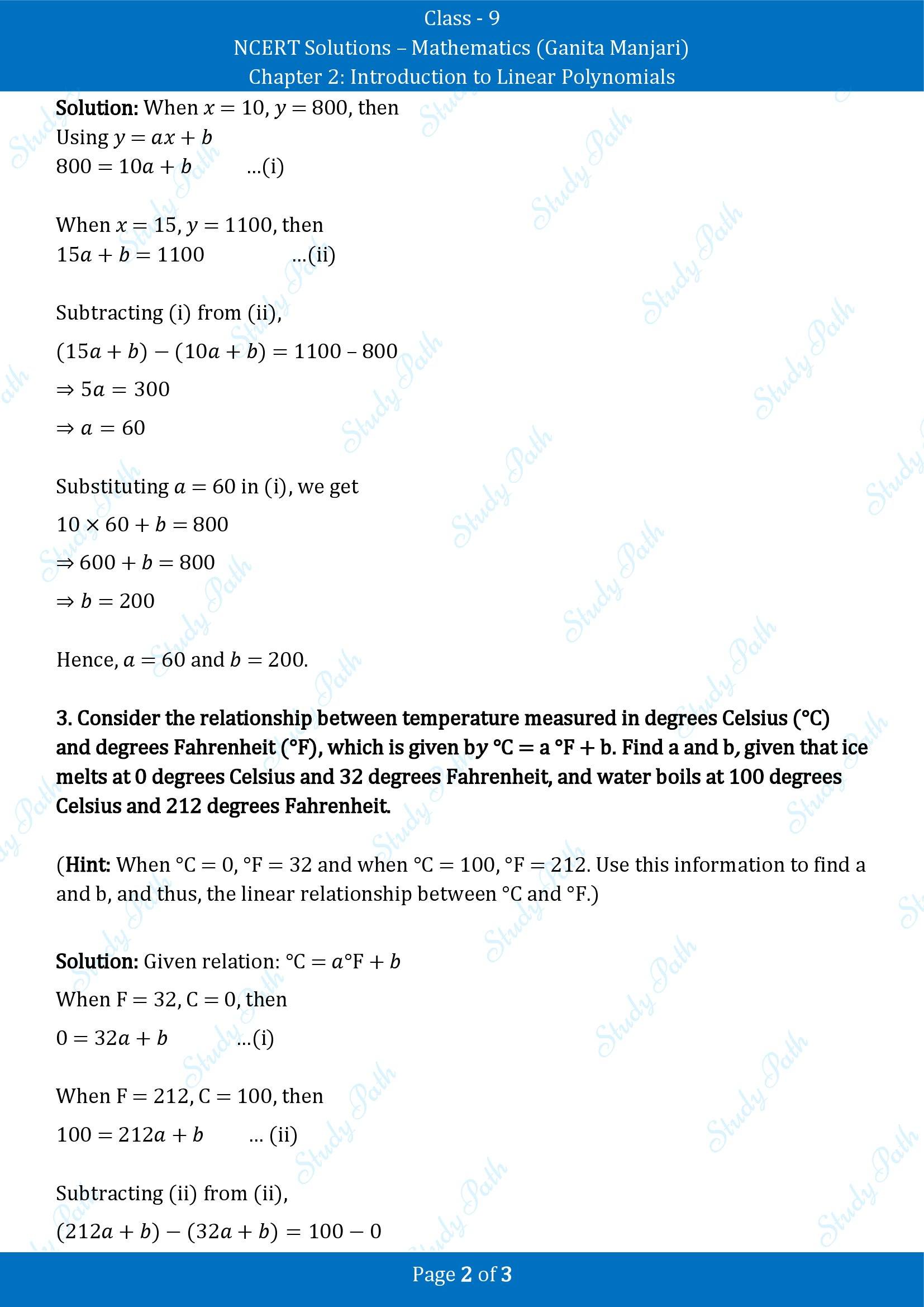 NCERT Solutions for Class 9 Maths Chapter 2 Introduction to Linear Polynomials Exercise Set 2.5 00002