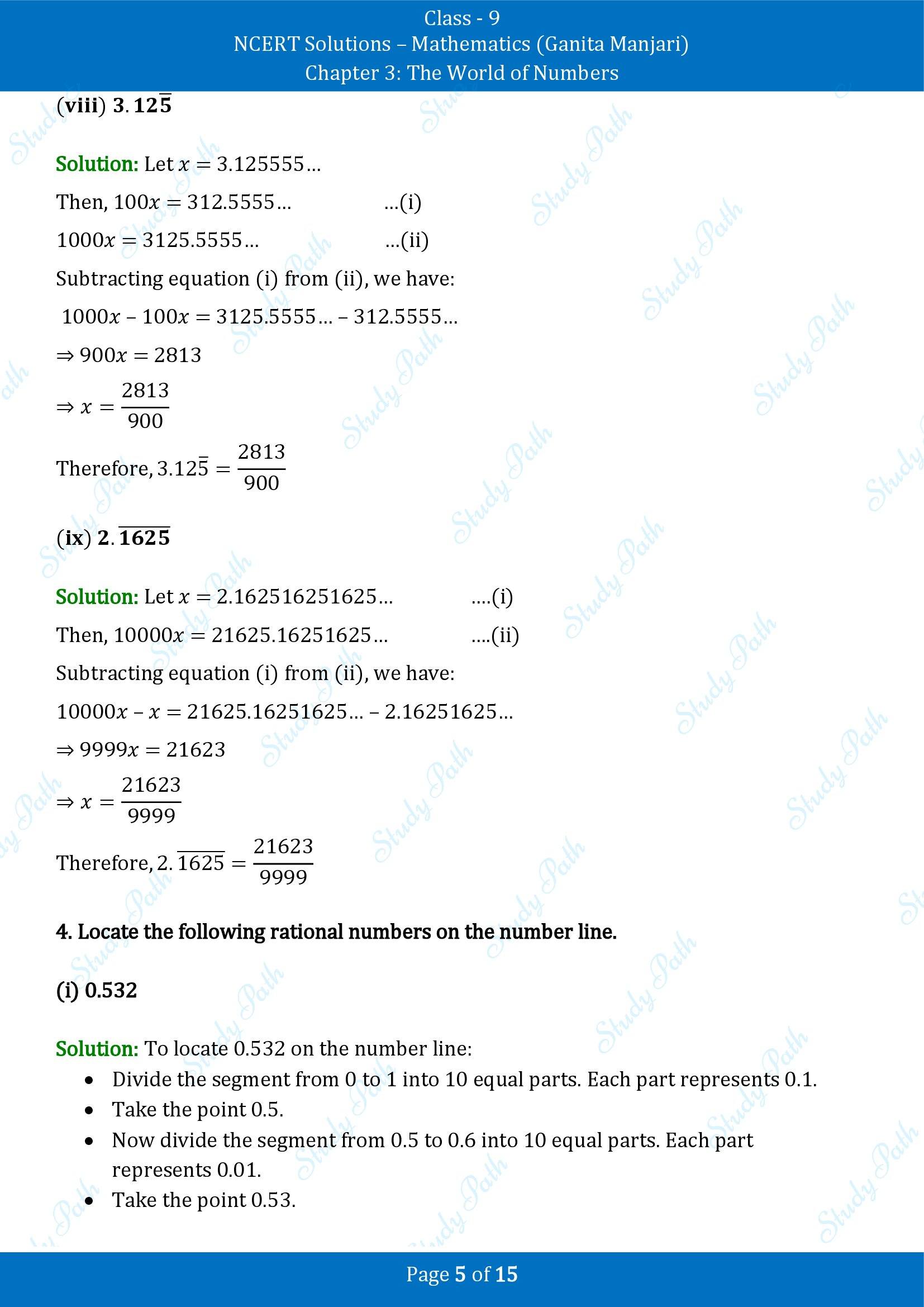 NCERT Solutions for Class 9 Maths Chapter 3 The World of Numbers End of Chapter