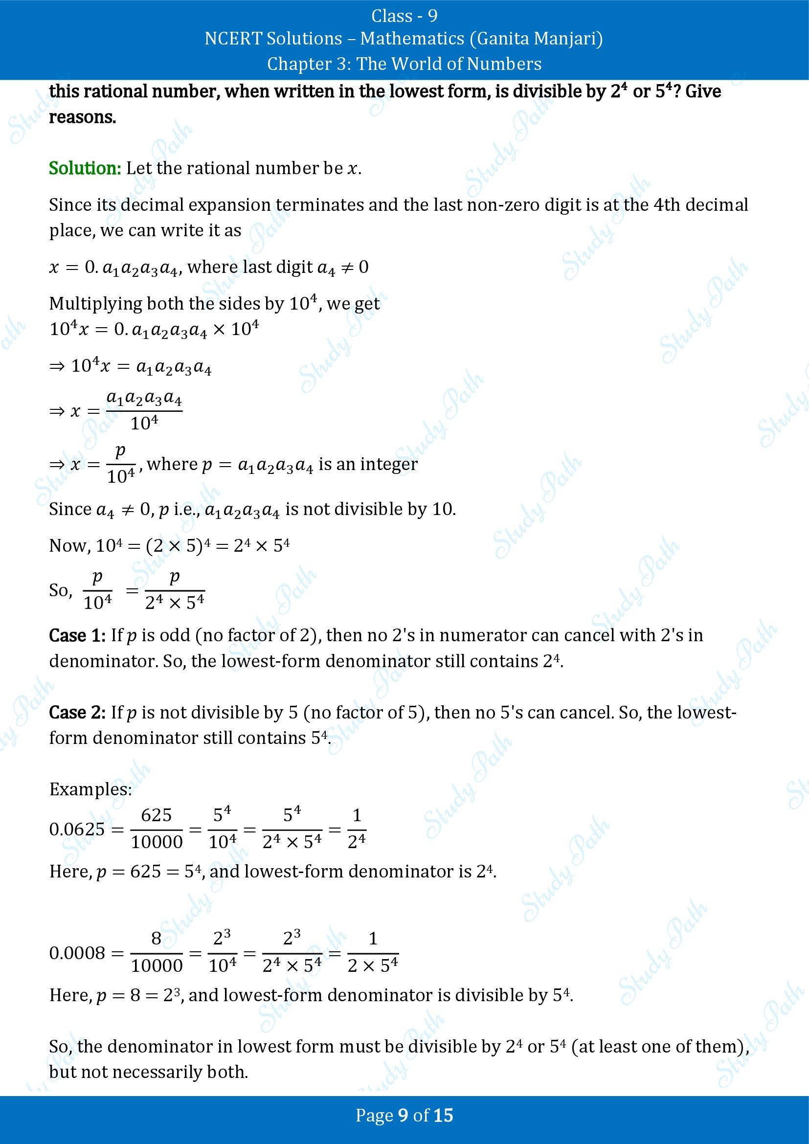 NCERT Solutions for Class 9 Maths Chapter 3 The World of Numbers End of Chapter