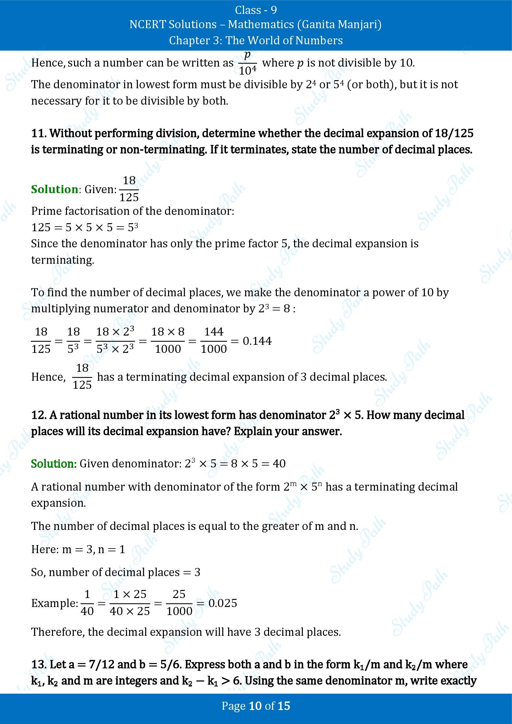 NCERT Solutions for Class 9 Maths Chapter 3 The World of Numbers End of Chapter