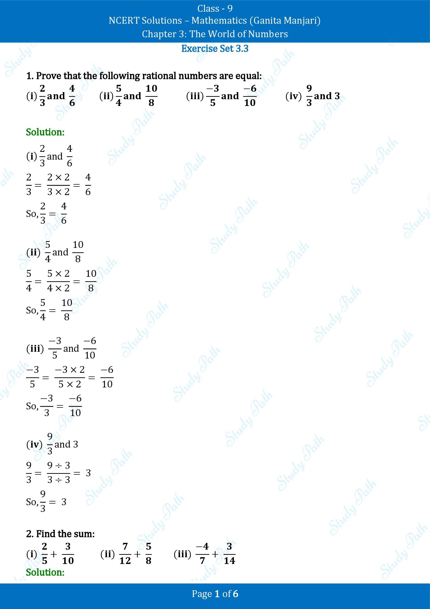 NCERT Solutions for Class 9 Maths Chapter 3 The World of Numbers Exercise Set 3.3 00001