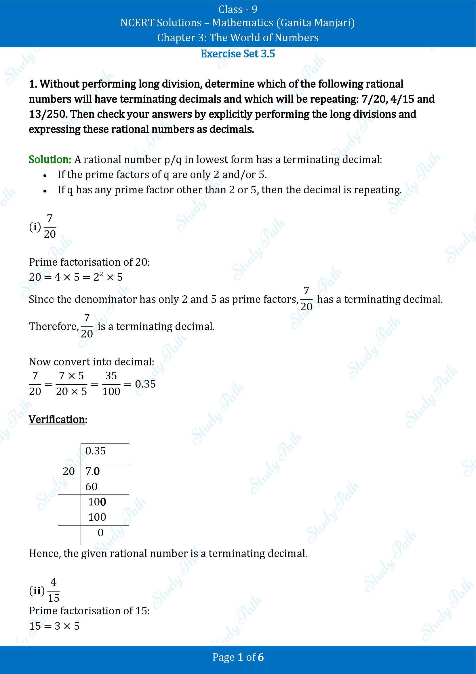 NCERT Solutions for Class 9 Maths Chapter 3 The World of Numbers Exercise Set 3.5 00001
