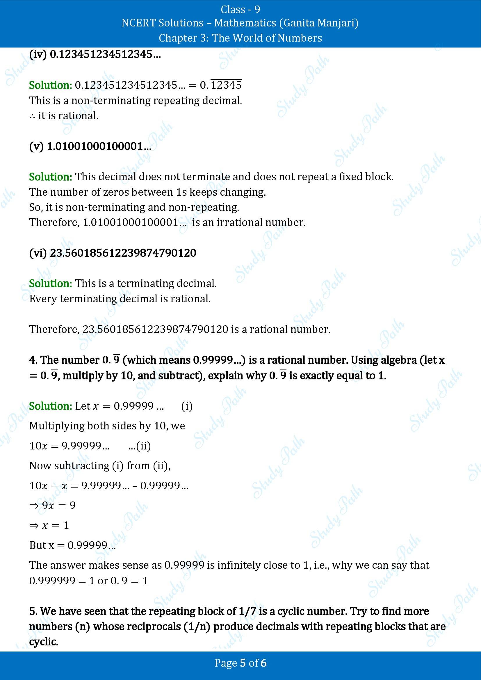 NCERT Solutions for Class 9 Maths Chapter 3 The World of Numbers Exercise Set 3.5 00005