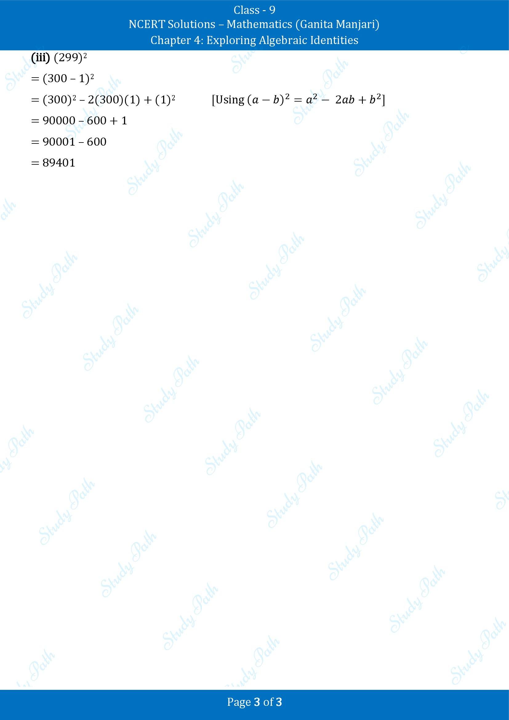 NCERT Solutions for Class 9 Maths Chapter 4 Exploring Algebraic Identities Exercise Set 4.2 00003