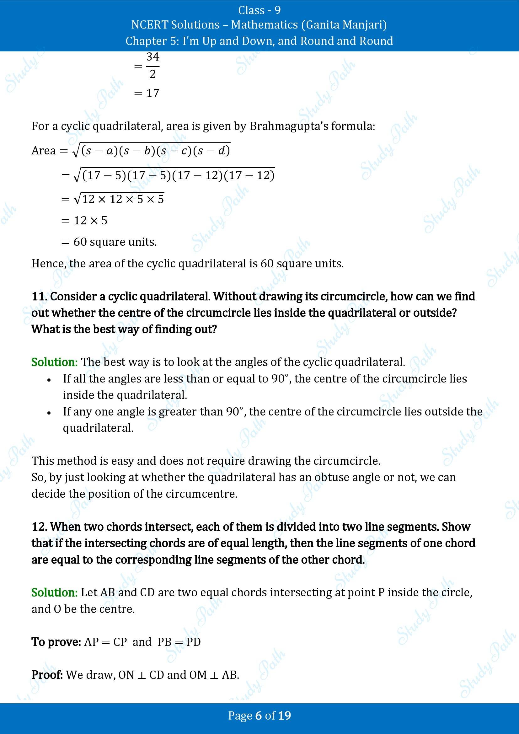 NCERT Solutions for Class 9 Maths Chapter 5 Im Up and Down and Round and Round End of Chapter