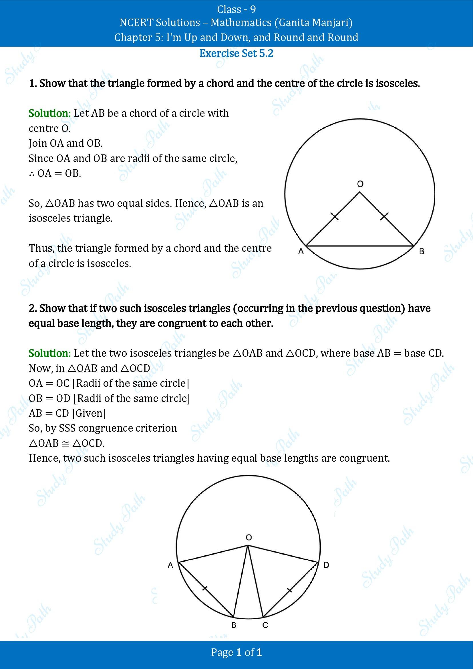 NCERT Solutions for Class 9 Maths Chapter 5 Im Up and Down and Round and Round Exercise Set 5.2