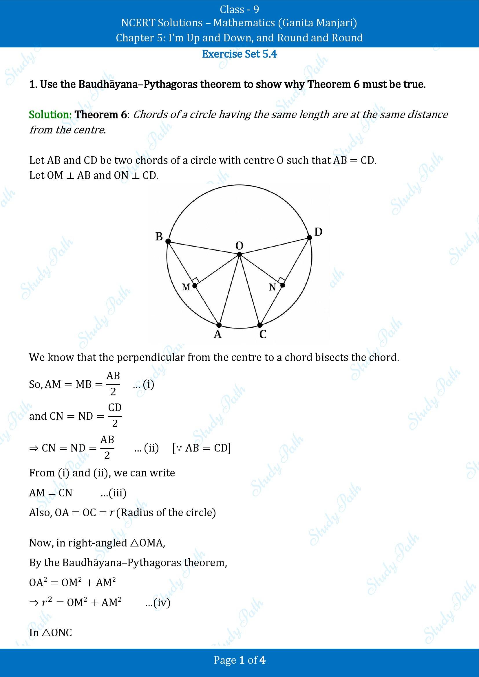 NCERT Solutions for Class 9 Maths Chapter 5 Im Up and Down and Round and Round Exercise Set 5.4 00001