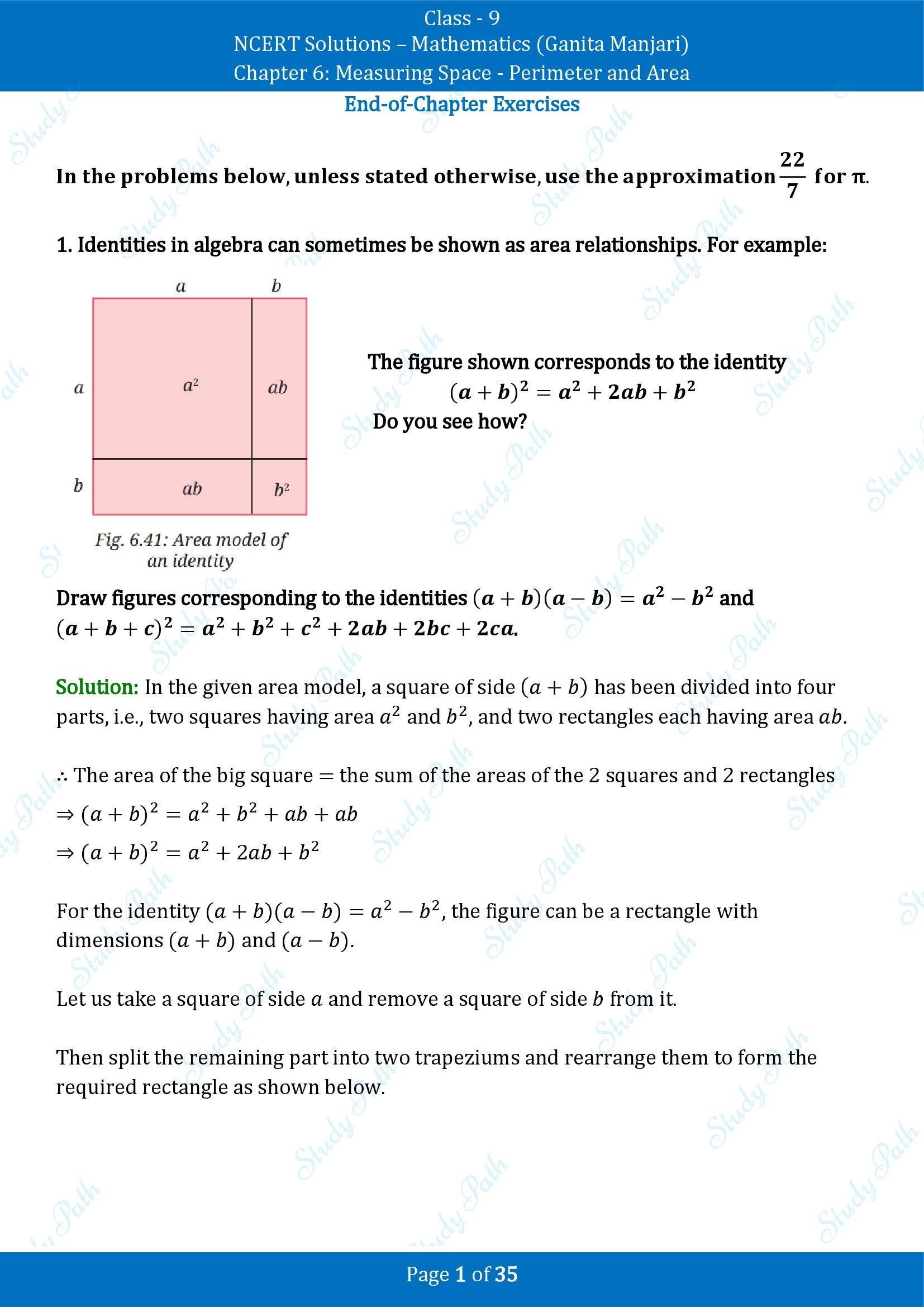 NCERT Solutions for Class 9 Maths Chapter 6 Measuring Space Perimeter and Area End of Chapter
