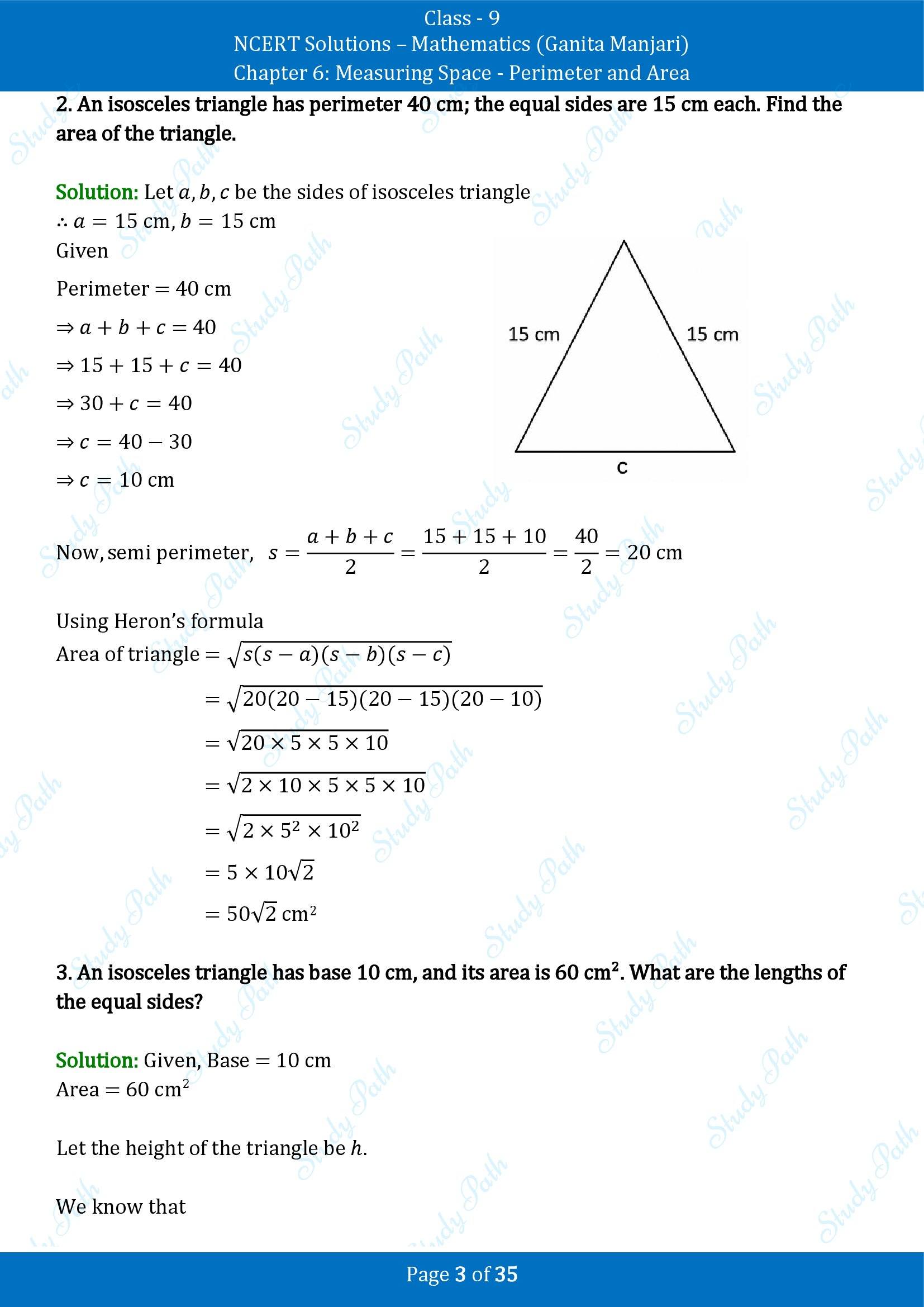NCERT Solutions for Class 9 Maths Chapter 6 Measuring Space Perimeter and Area End of Chapter