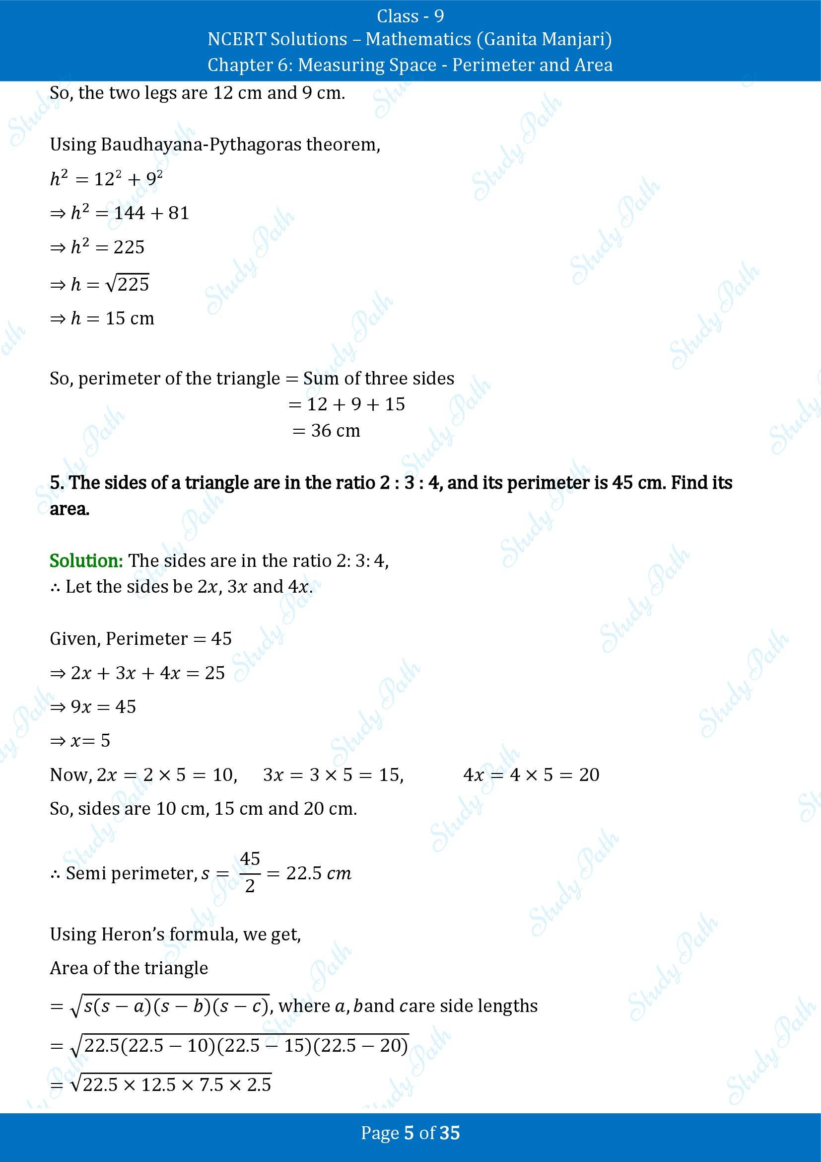NCERT Solutions for Class 9 Maths Chapter 6 Measuring Space Perimeter and Area End of Chapter
