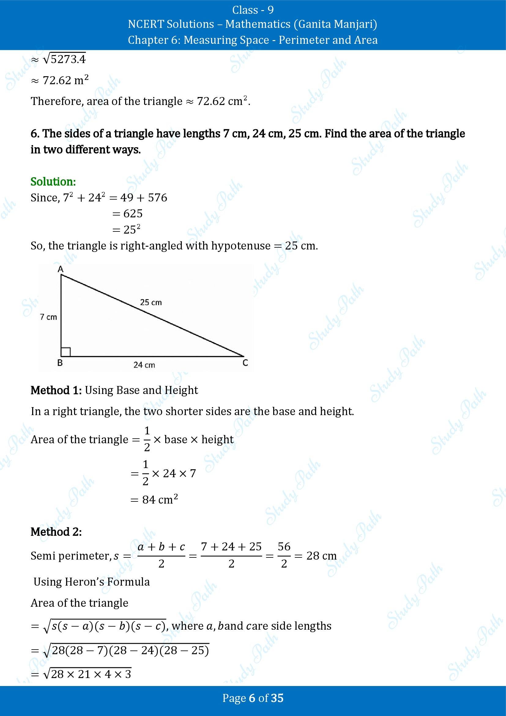 NCERT Solutions for Class 9 Maths Chapter 6 Measuring Space Perimeter and Area End of Chapter