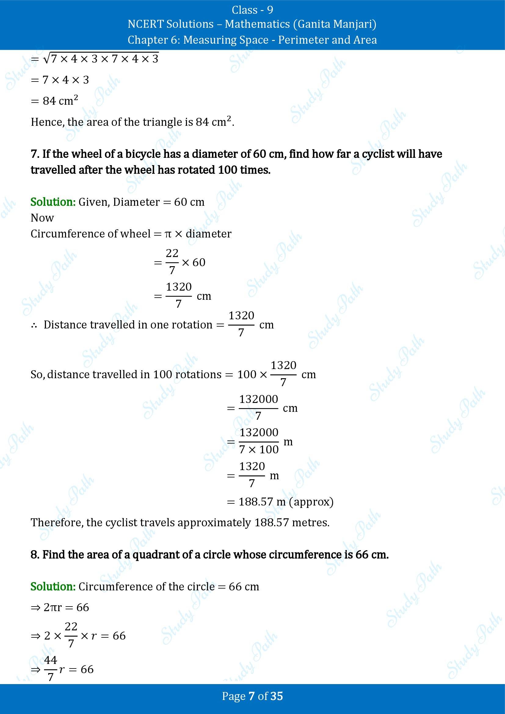 NCERT Solutions for Class 9 Maths Chapter 6 Measuring Space Perimeter and Area End of Chapter