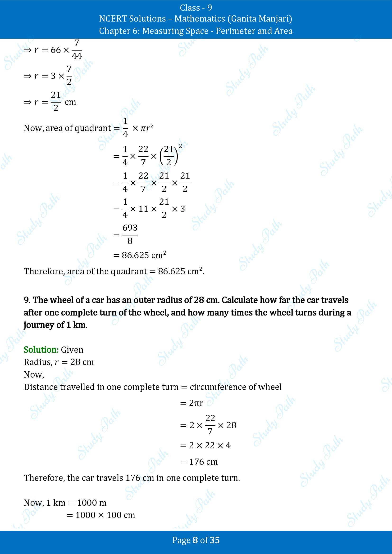 NCERT Solutions for Class 9 Maths Chapter 6 Measuring Space Perimeter and Area End of Chapter
