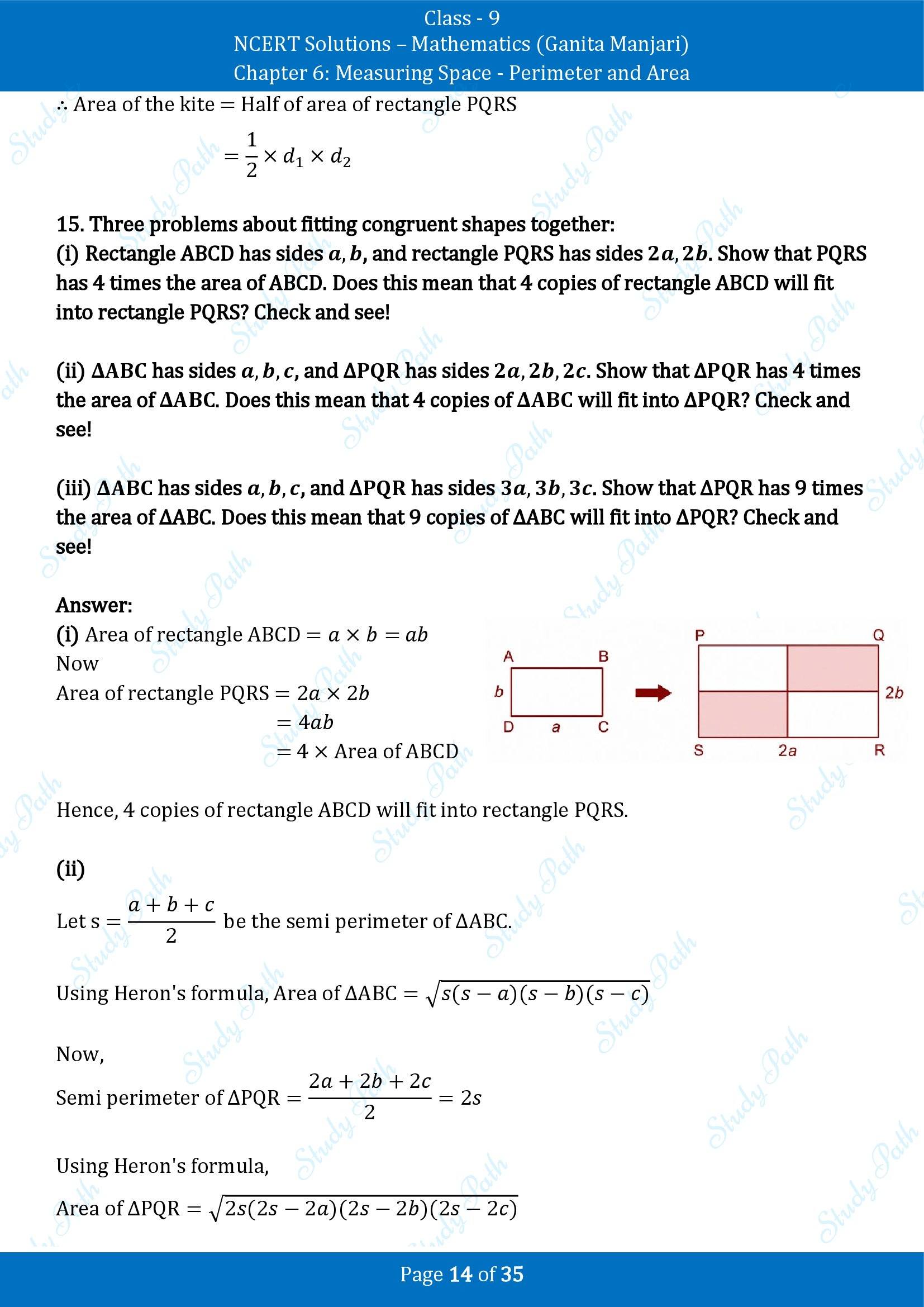 NCERT Solutions for Class 9 Maths Chapter 6 Measuring Space Perimeter and Area End of Chapter