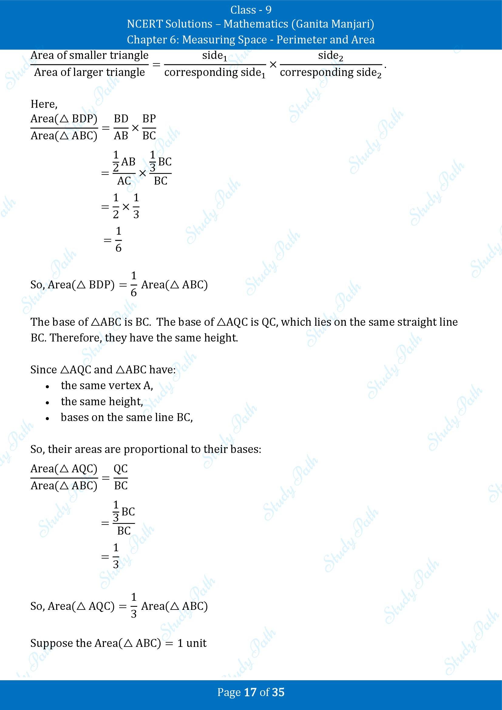 NCERT Solutions for Class 9 Maths Chapter 6 Measuring Space Perimeter and Area End of Chapter