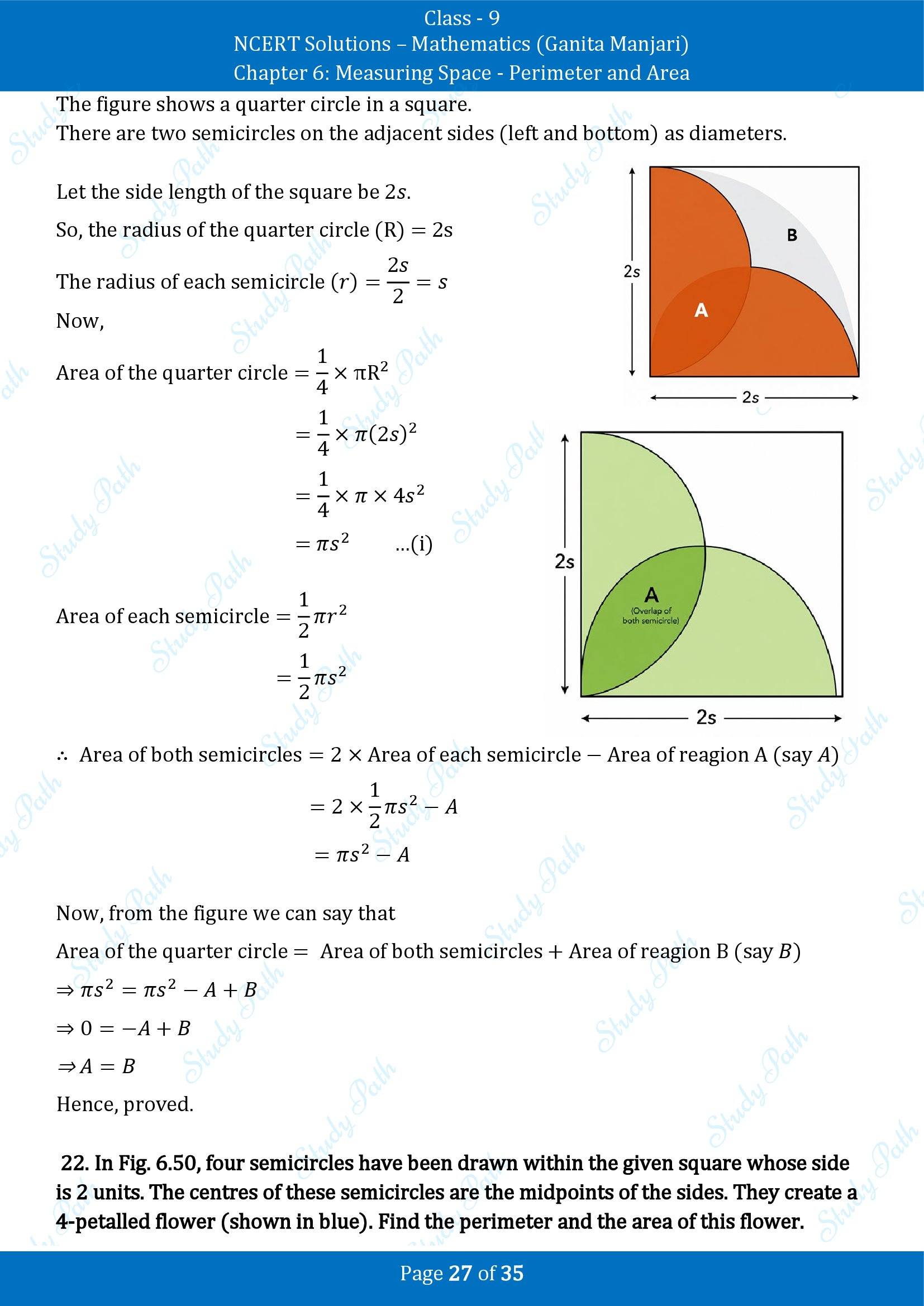NCERT Solutions for Class 9 Maths Chapter 6 Measuring Space Perimeter and Area End of Chapter