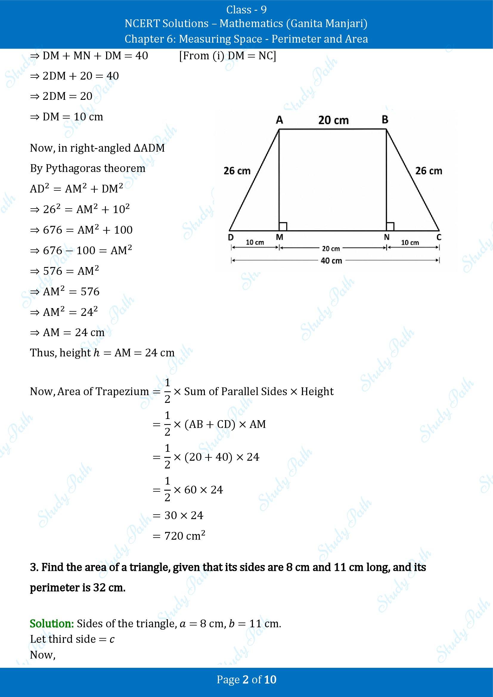 NCERT Solutions for Class 9 Maths Chapter 6 Measuring Space Perimeter and Area Exercise Set 6.2 00002