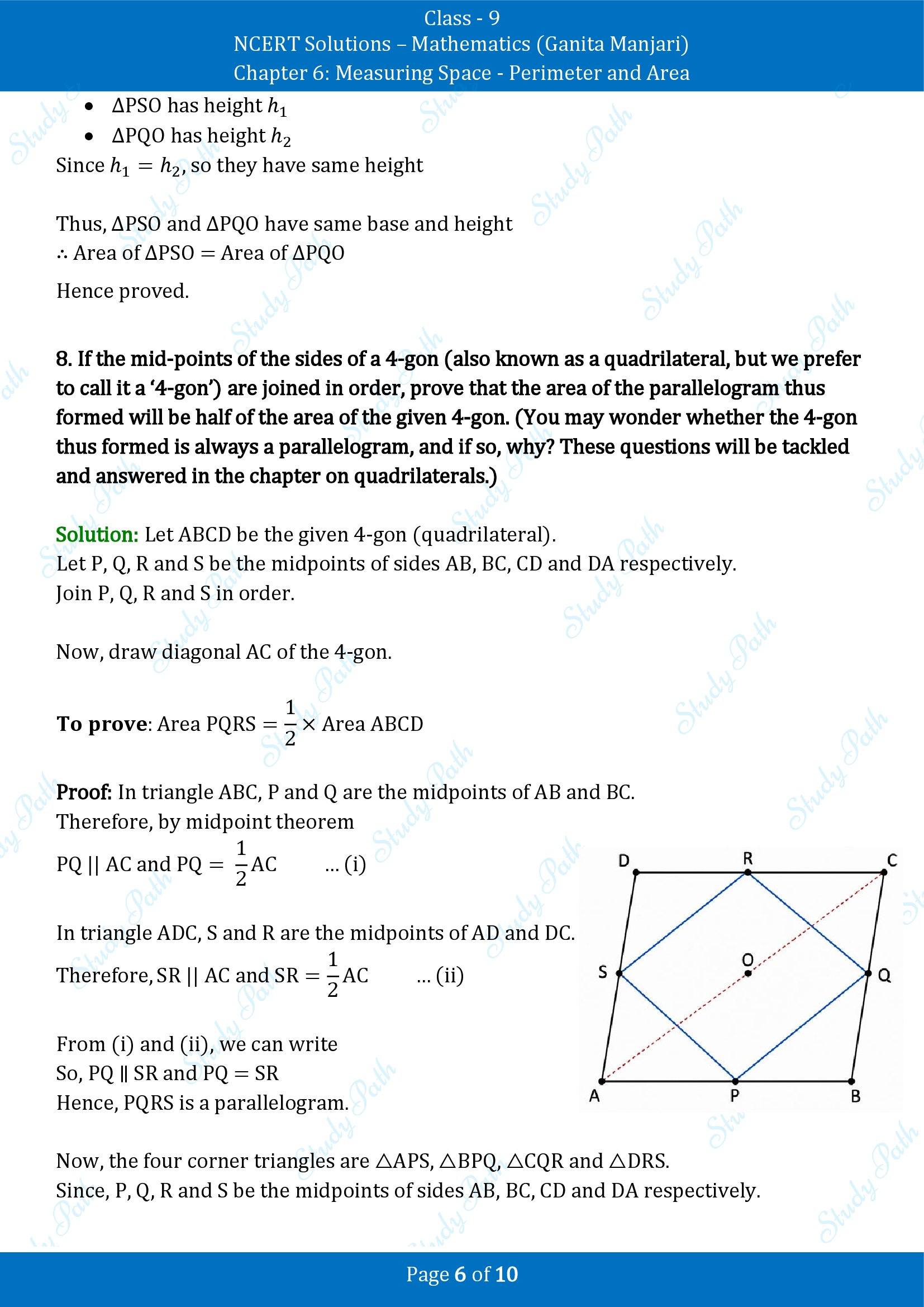 NCERT Solutions for Class 9 Maths Chapter 6 Measuring Space Perimeter and Area Exercise Set 6.2 00006