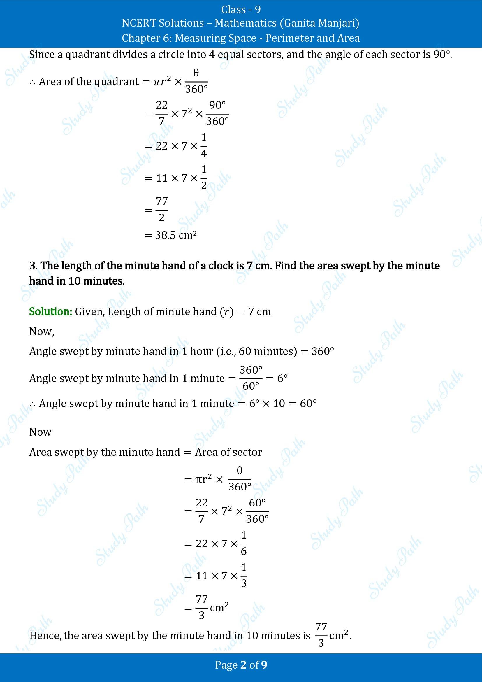 NCERT Solutions for Class 9 Maths Chapter 6 Measuring Space Perimeter and Area Exercise Set 6.3 00002