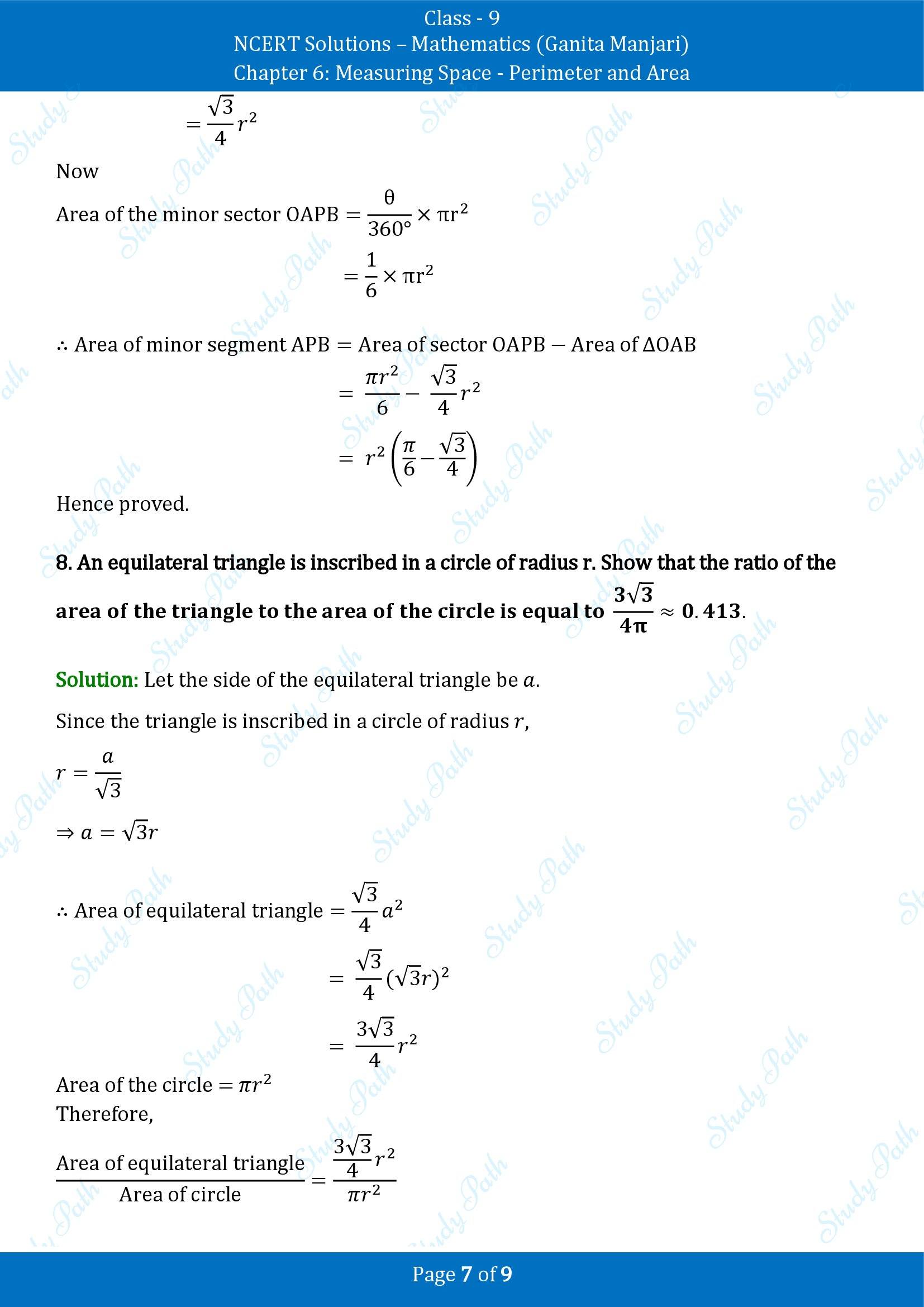 NCERT Solutions for Class 9 Maths Chapter 6 Measuring Space Perimeter and Area Exercise Set 6.3 00007