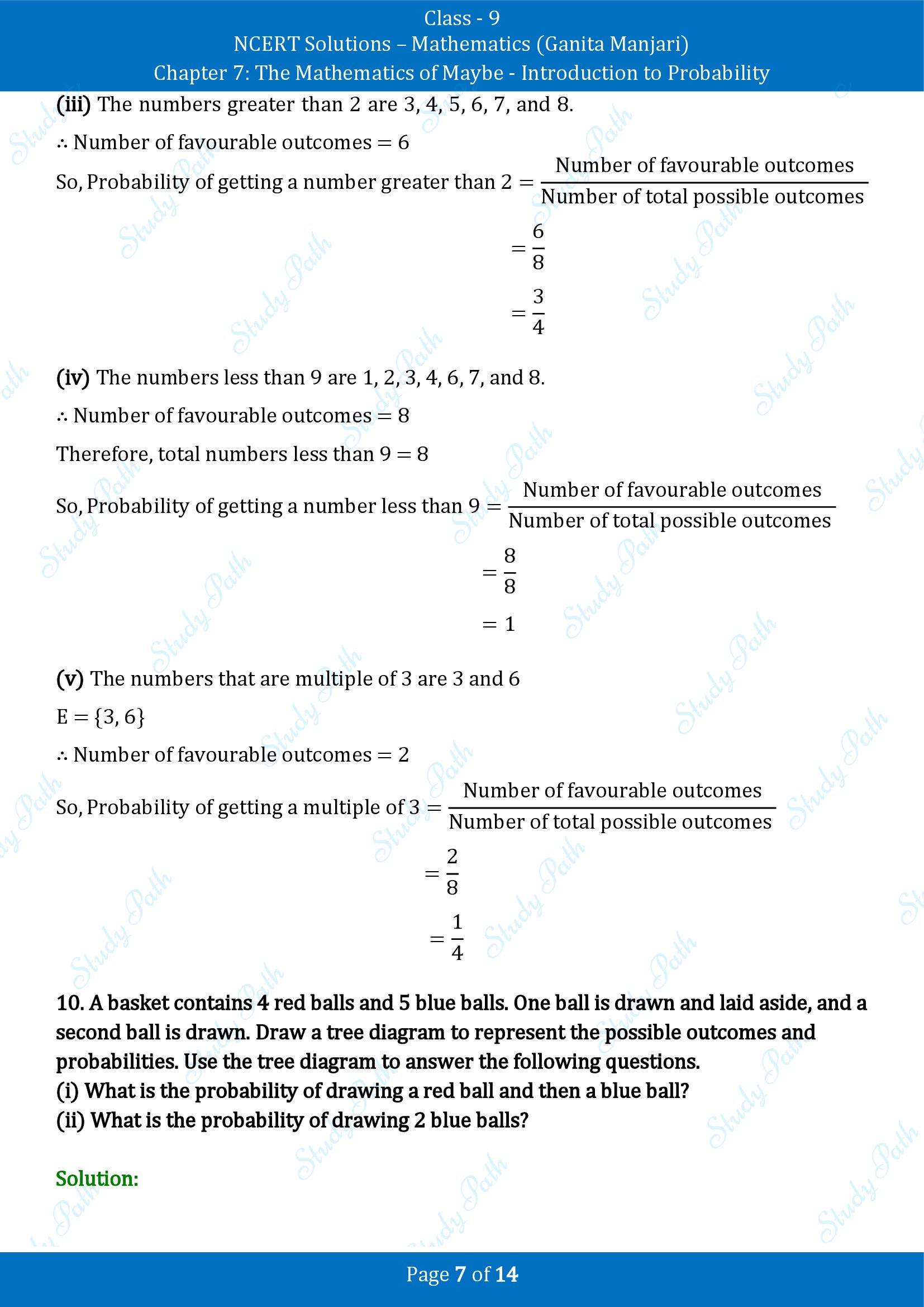 NCERT Solutions for Class 9 Maths Chapter 7 The Mathematics of Maybe Introduction to Probability End of Chapter