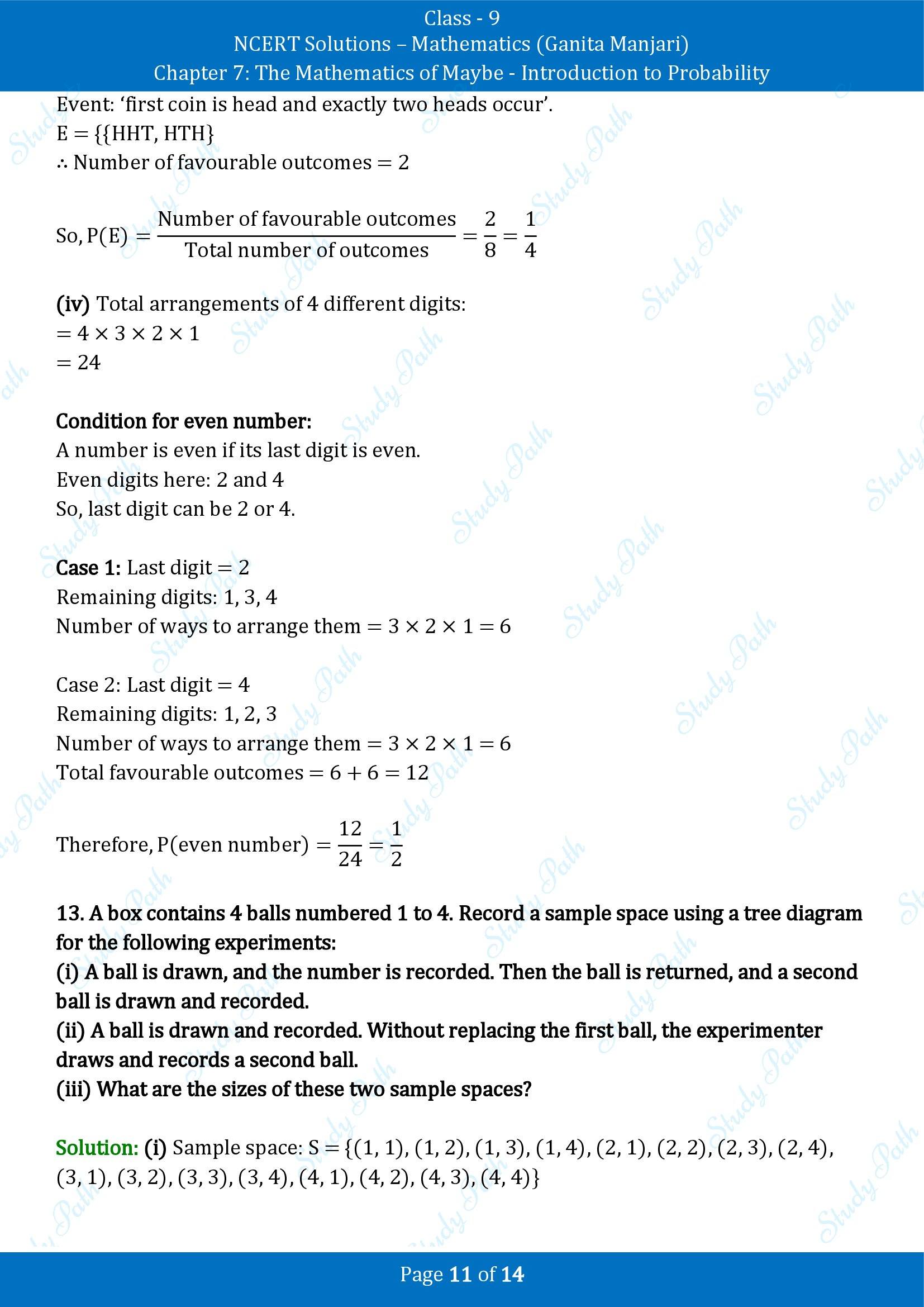 NCERT Solutions for Class 9 Maths Chapter 7 The Mathematics of Maybe Introduction to Probability End of Chapter