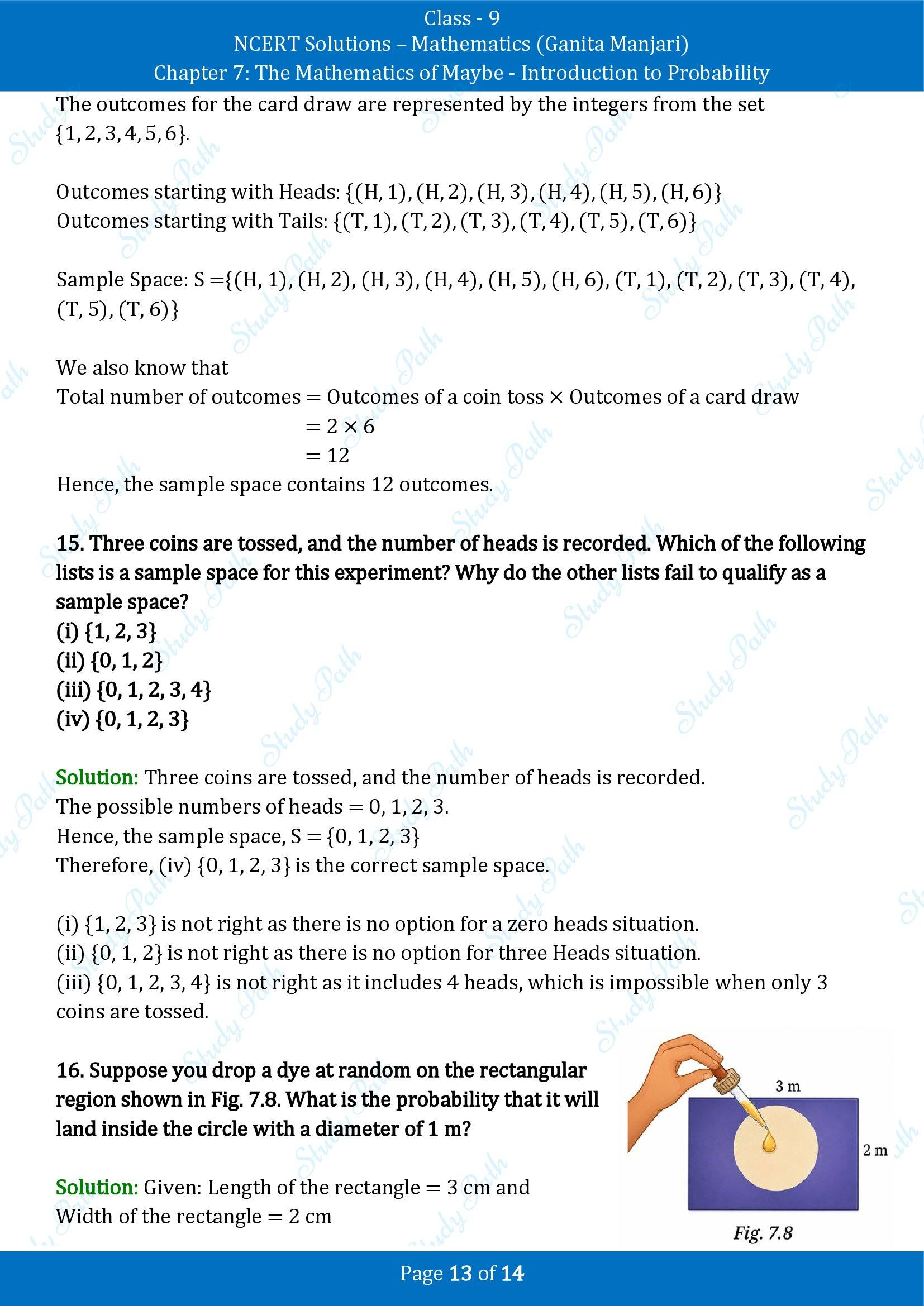 NCERT Solutions for Class 9 Maths Chapter 7 The Mathematics of Maybe Introduction to Probability End of Chapter